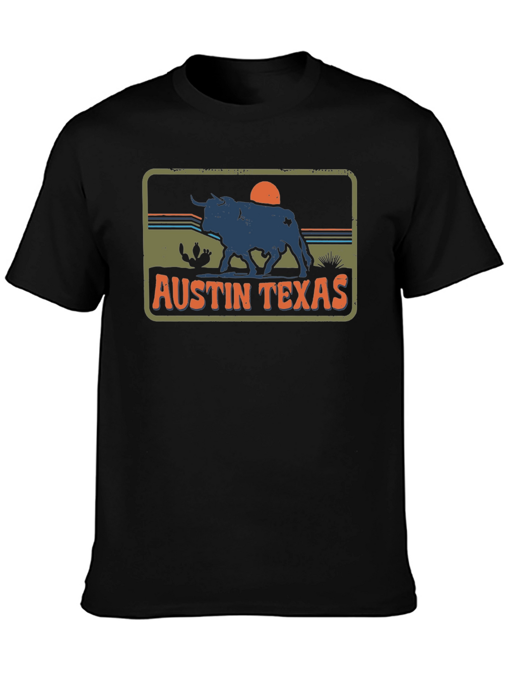 Austin Texas Bull Graphic Tee - Retro Style T-Shirt