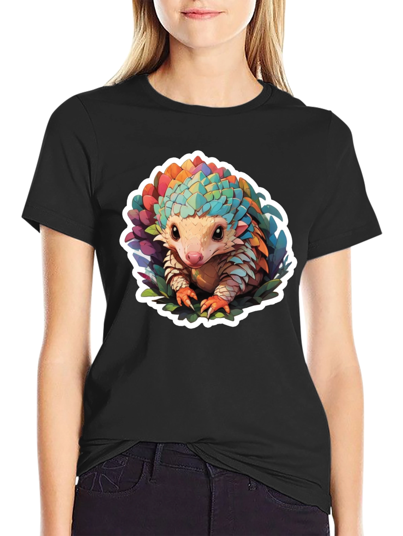 Cute Colorful Pangolin Graphic T-Shirt
