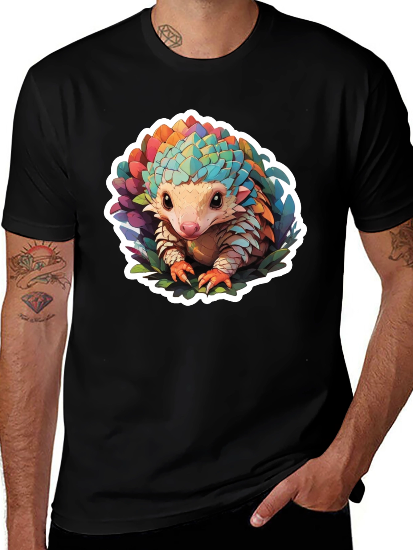 Cute Colorful Pangolin Graphic T-Shirt