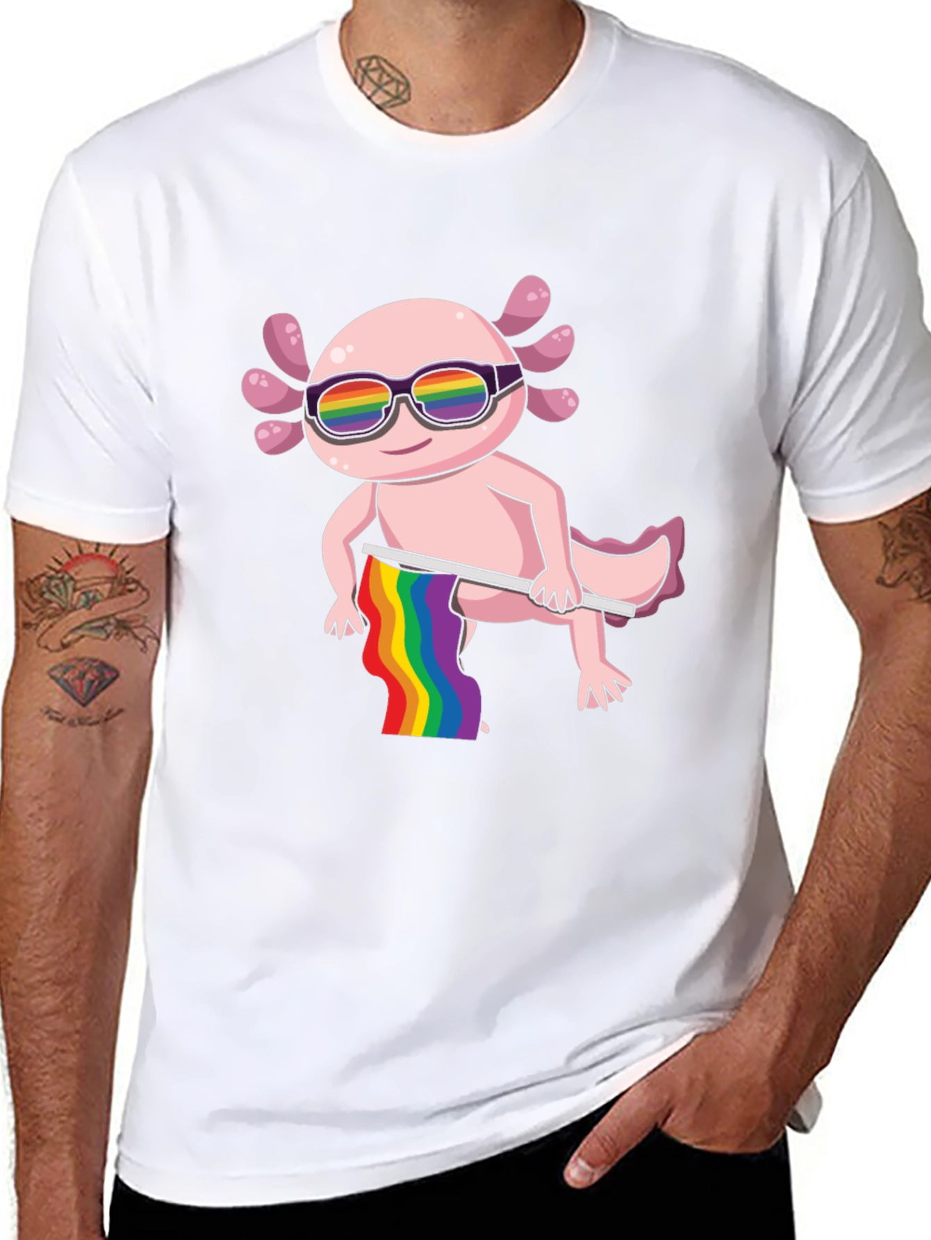 Axolotl Pride T-Shirt - LGBTQ+ Rainbow Design