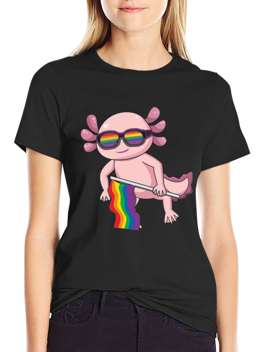 Axolotl Pride T-Shirt - LGBTQ+ Rainbow Design