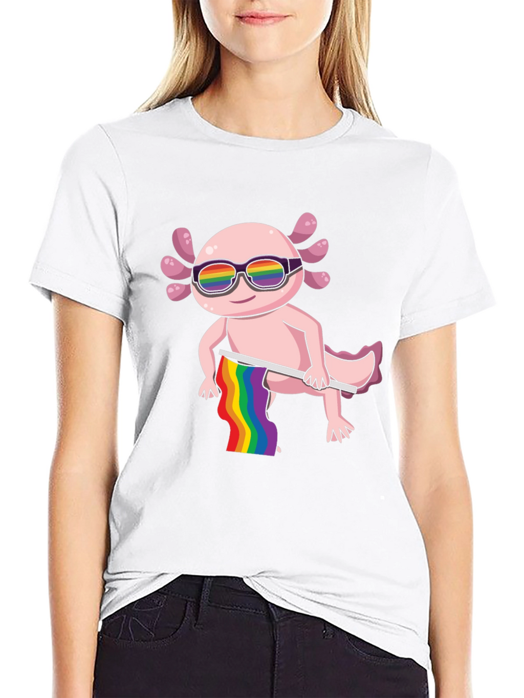 Axolotl Pride T-Shirt - LGBTQ+ Rainbow Design
