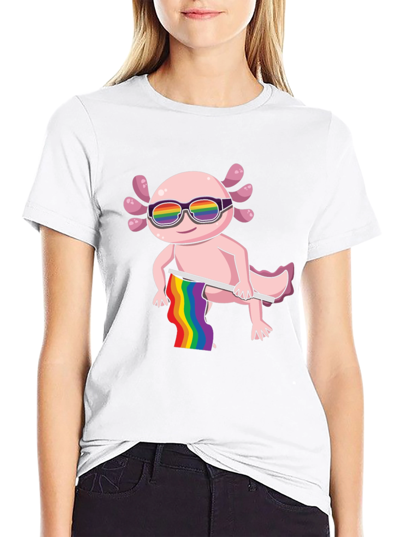 Axolotl Pride T-Shirt - LGBTQ+ Rainbow Design