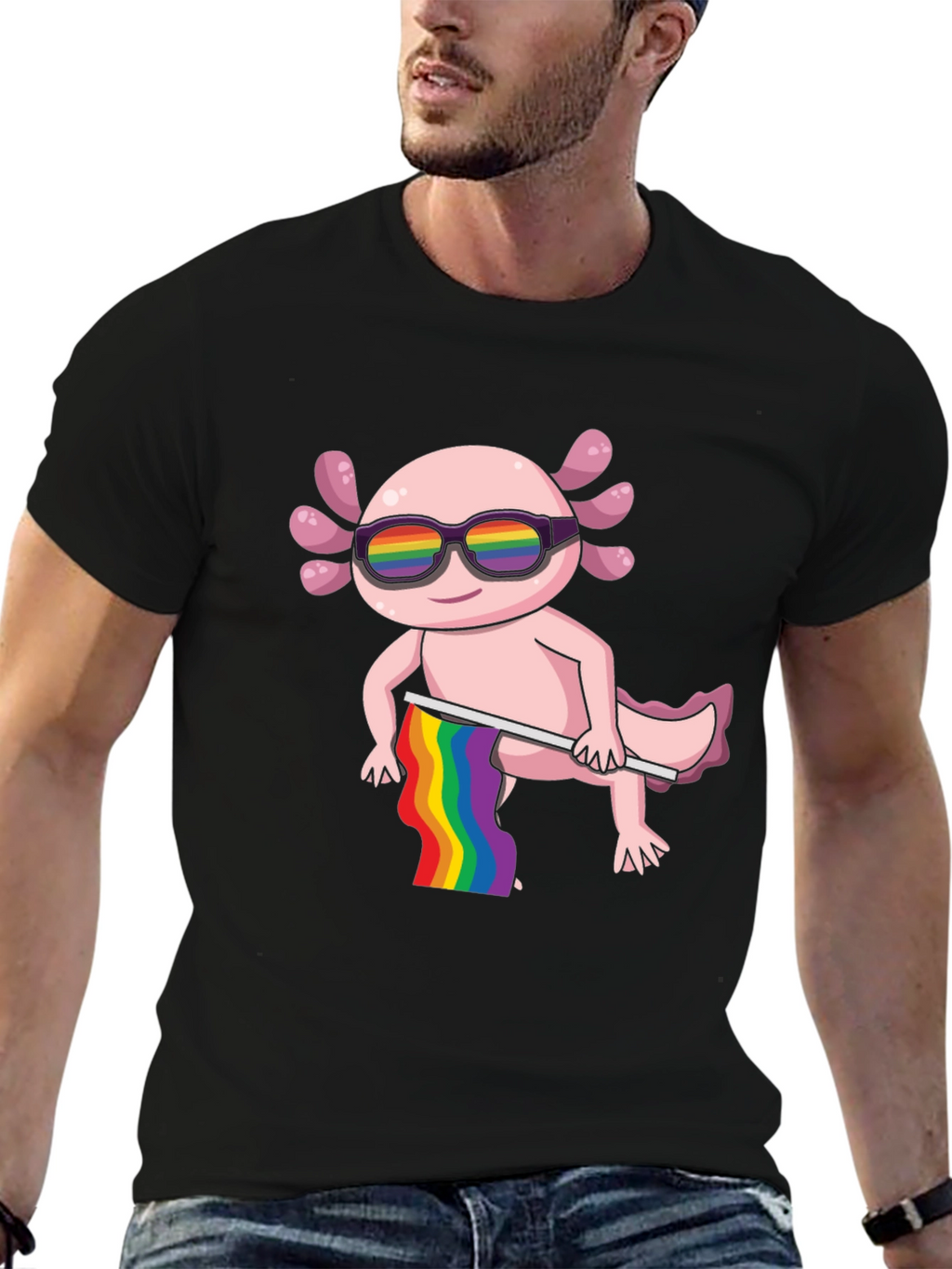 Axolotl Pride T-Shirt - LGBTQ+ Rainbow Design