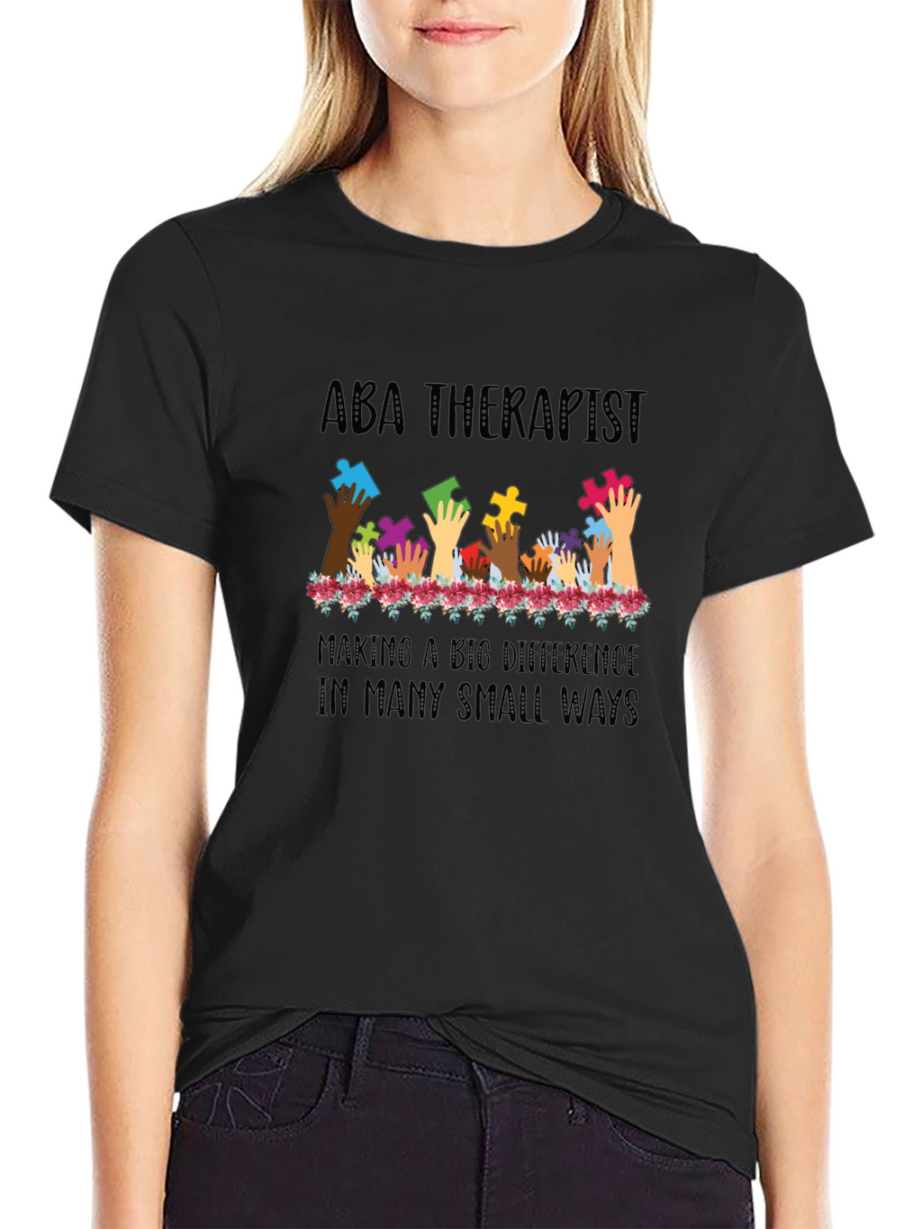 ABA Therapist Puzzle Piece Hands T-Shirt