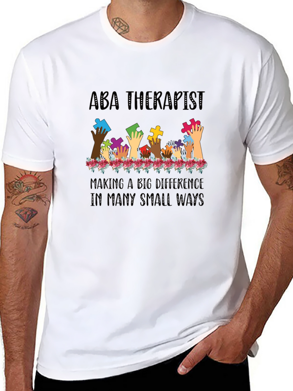 ABA Therapist Puzzle Piece Hands T-Shirt