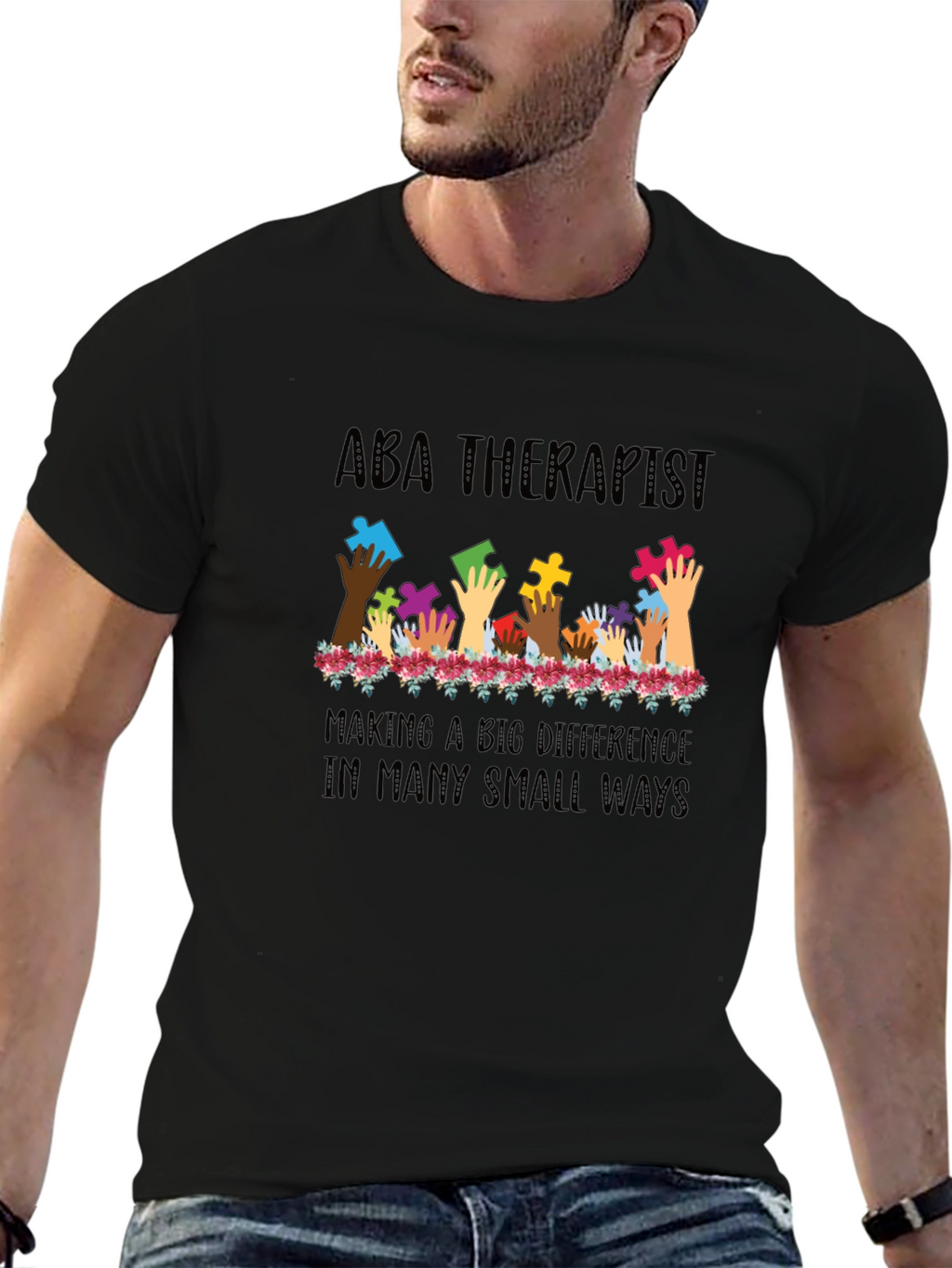 ABA Therapist Puzzle Piece Hands T-Shirt