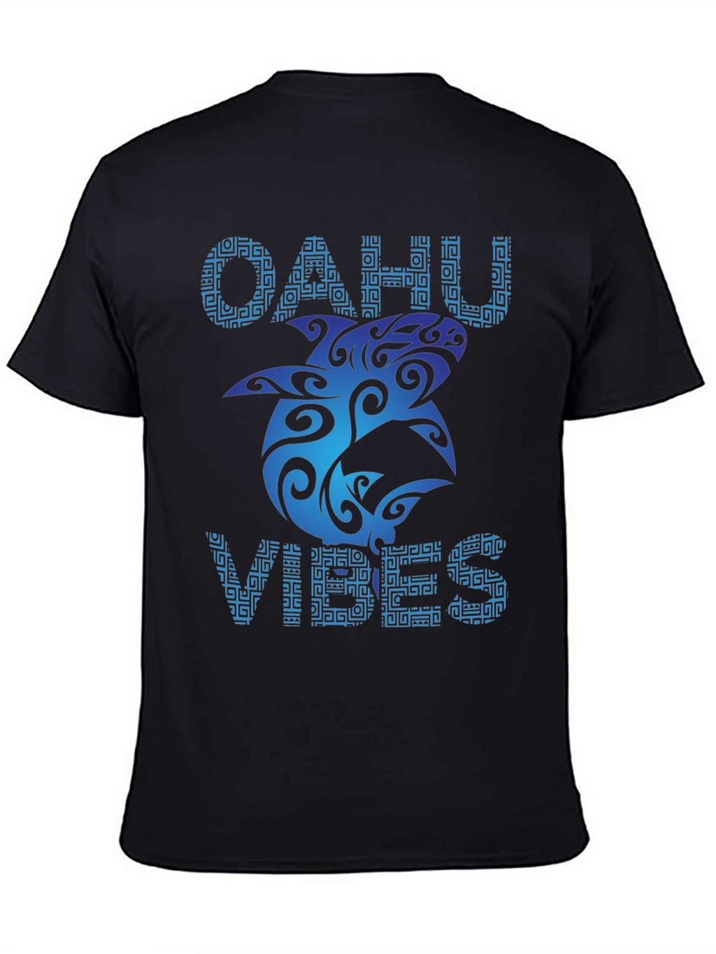 Oahu Vibes Black T-Shirt - Tribal Shark Design
