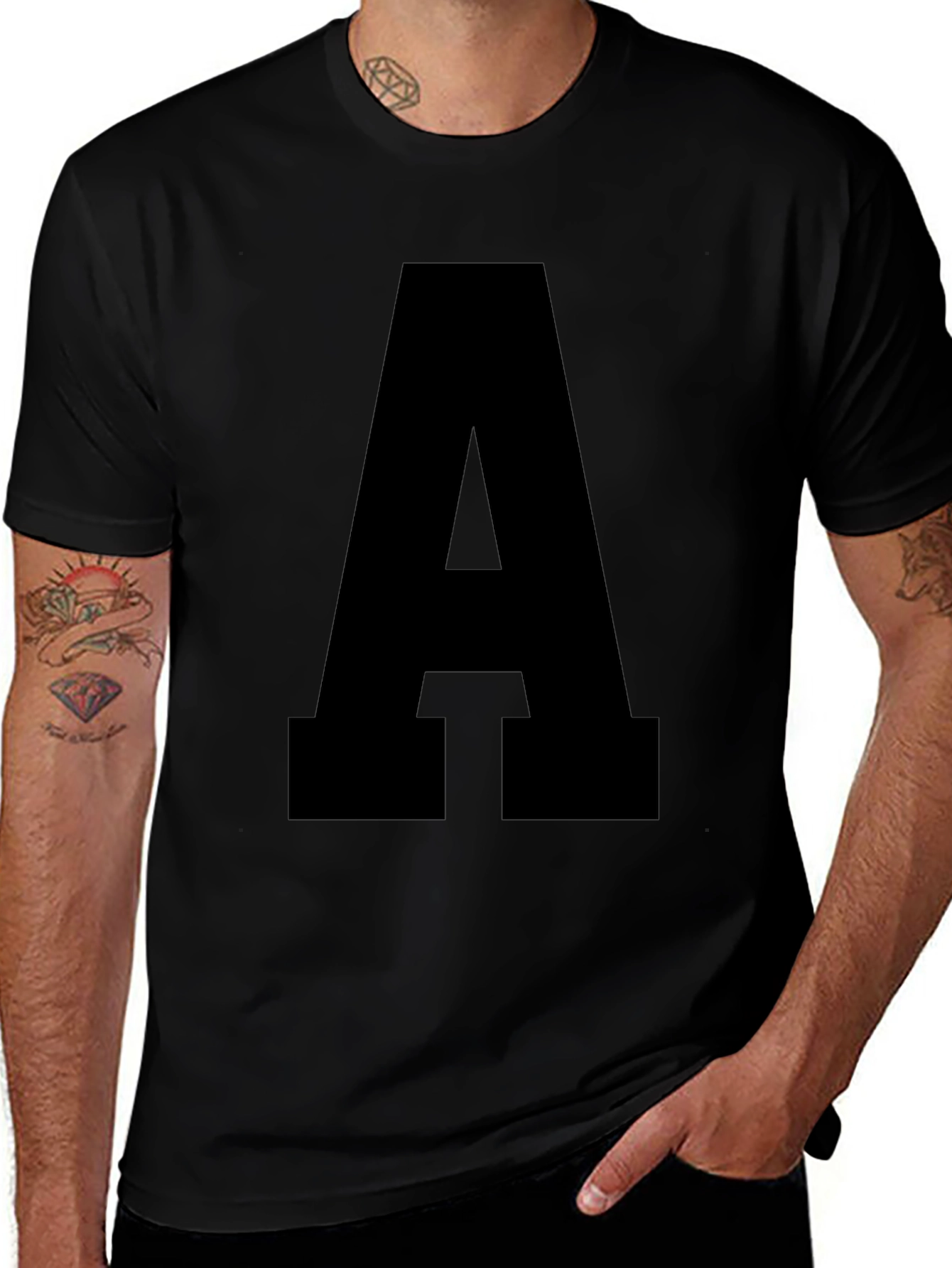 Bold Letter A Black T-Shirt - Statement Tee