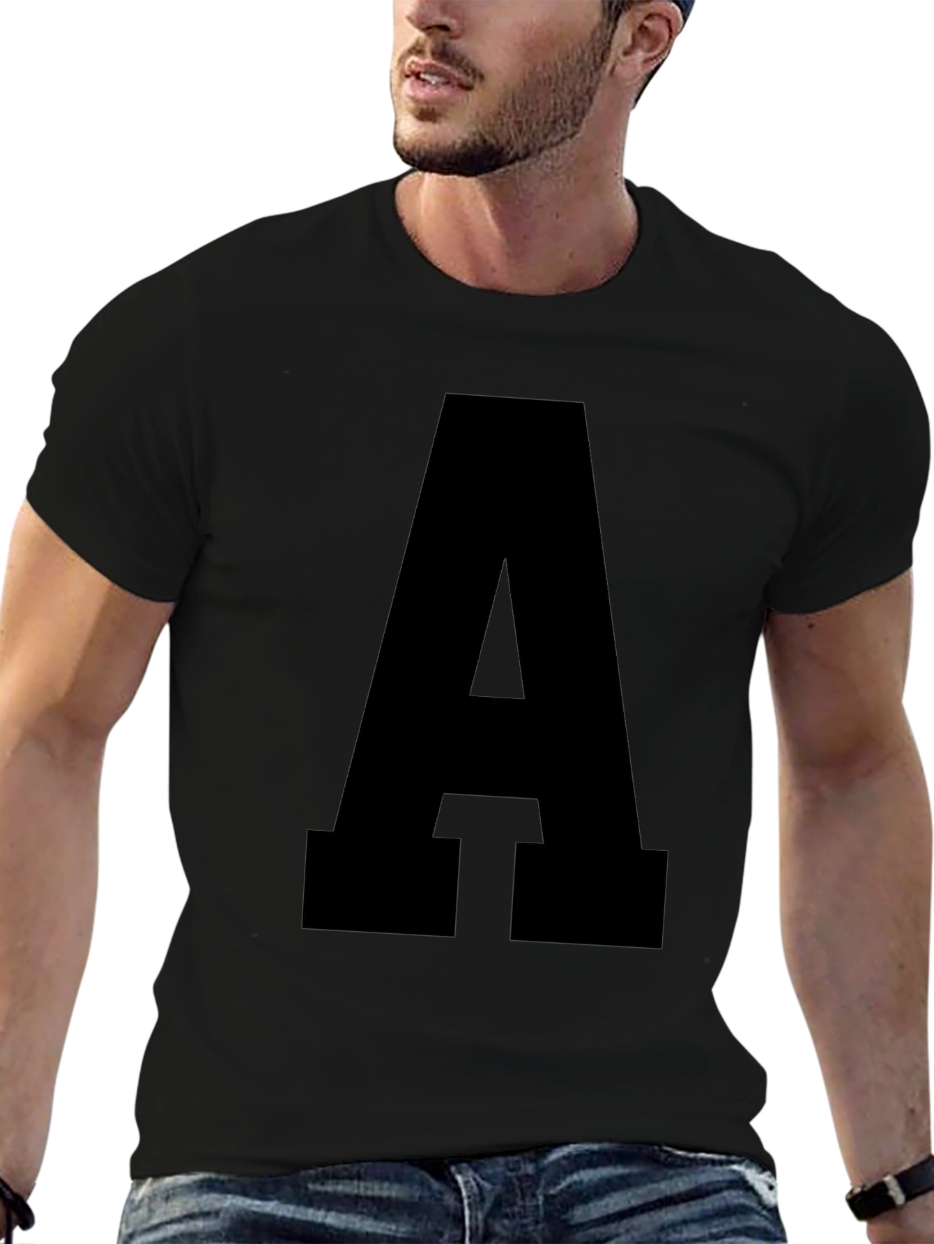 Bold Letter A Black T-Shirt - Statement Tee