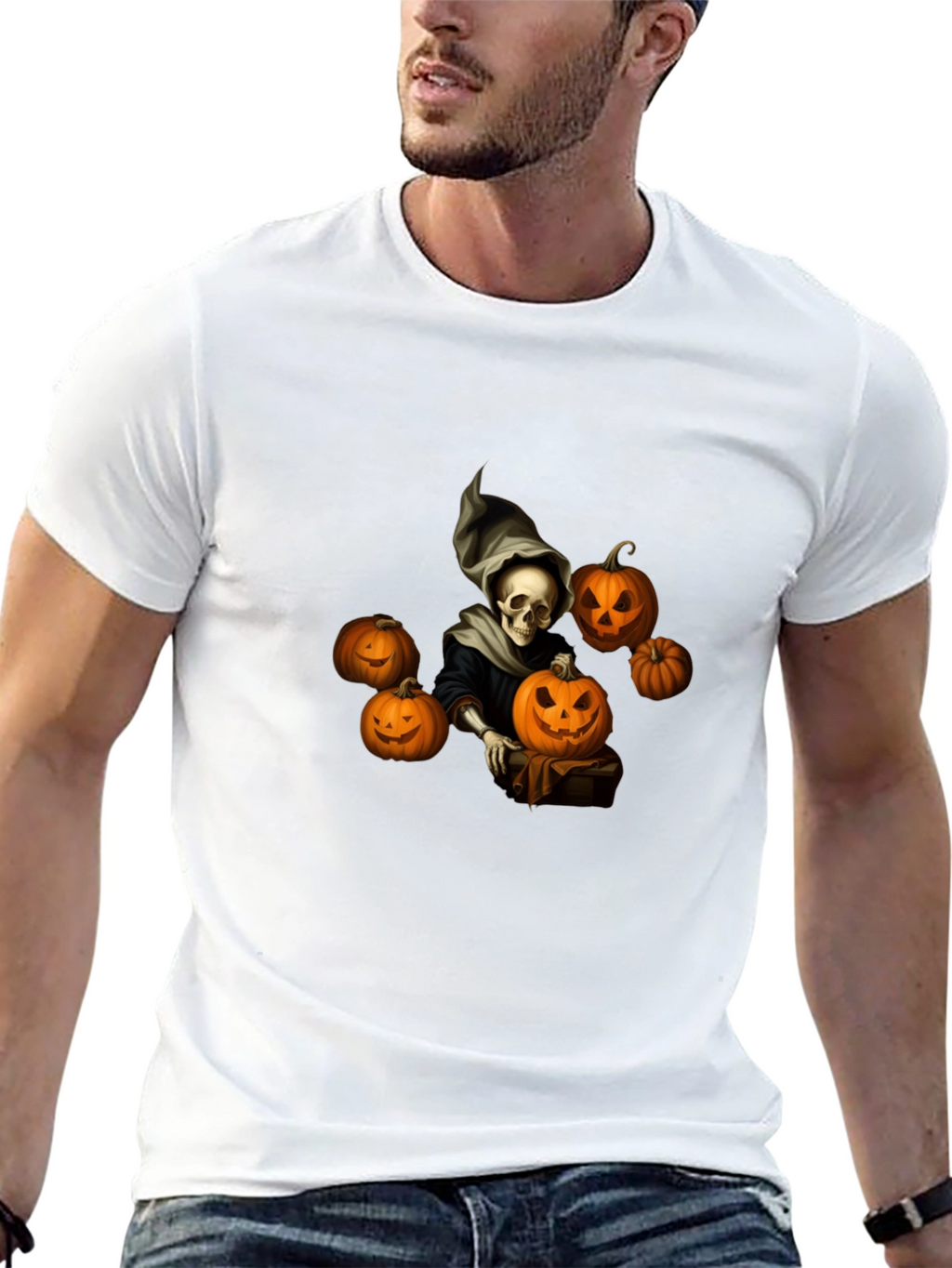 Spooky Halloween Skeleton Graphic Tee