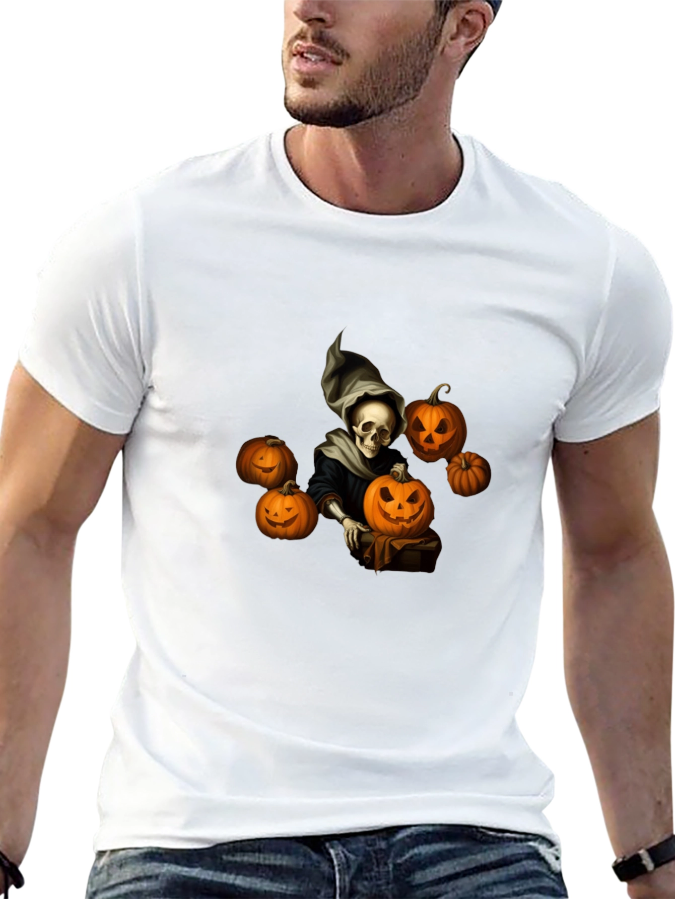 Spooky Halloween Skeleton Graphic Tee