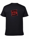 BBQ Party Graphic Tee -  Black Crew Neck