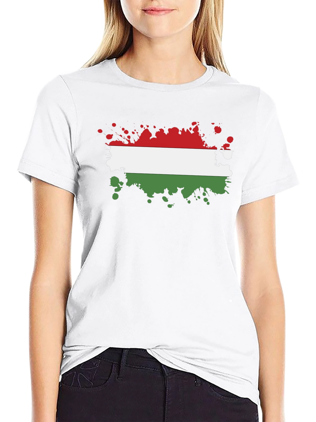 Hungarian Flag Splatter T-Shirt - Black Cotton Tee