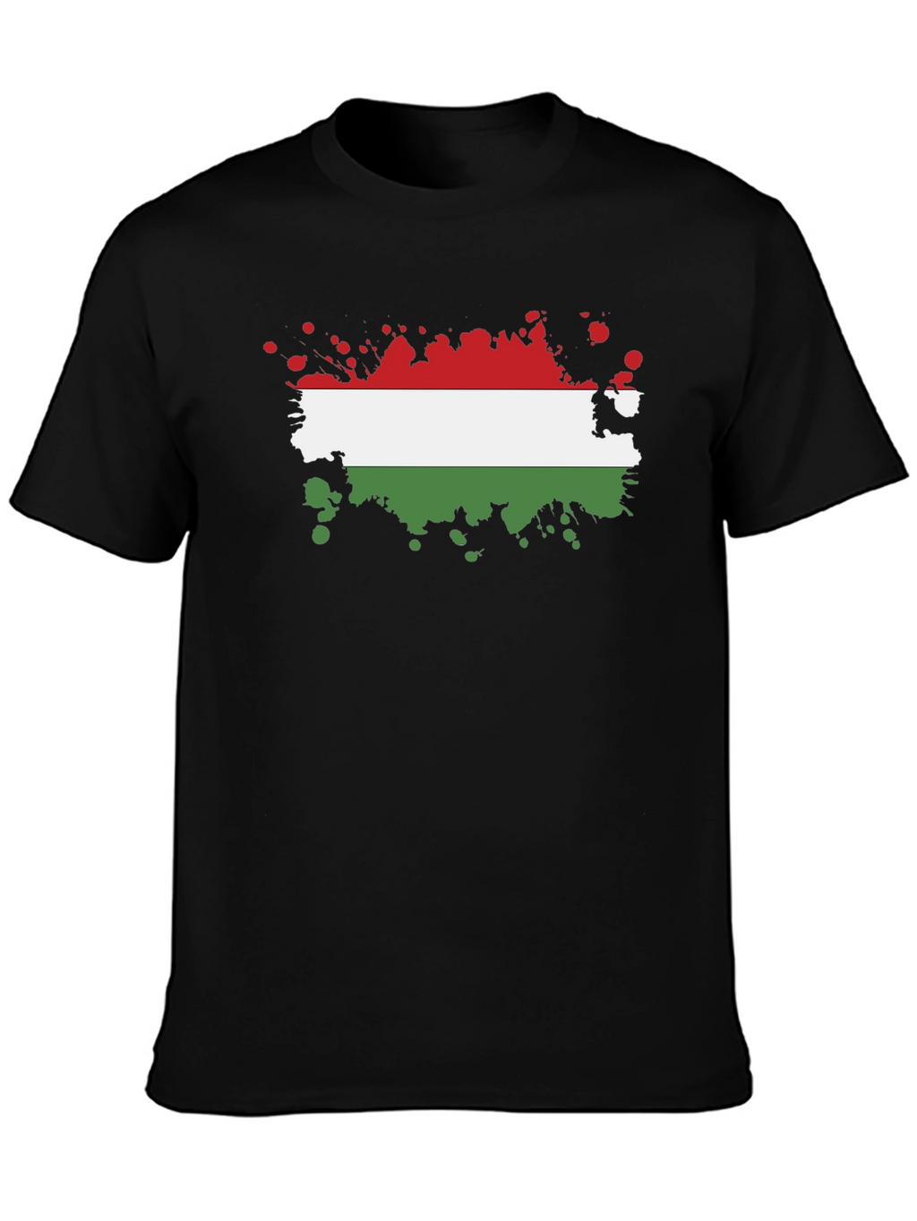 Hungarian Flag Splatter T-Shirt - Black Cotton Tee