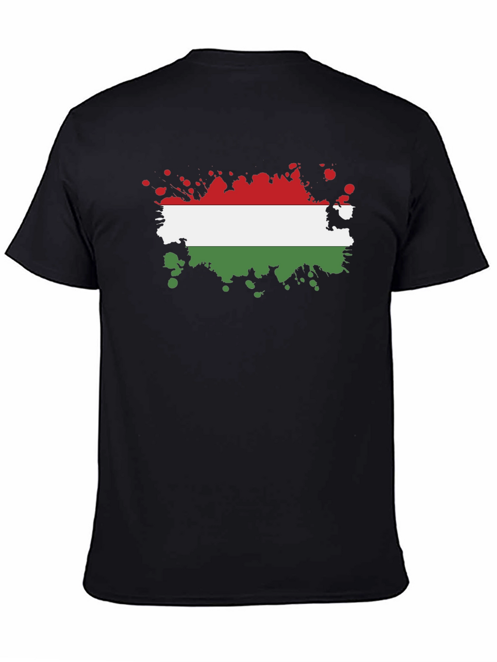 Hungarian Flag Splatter T-Shirt - Black Cotton Tee