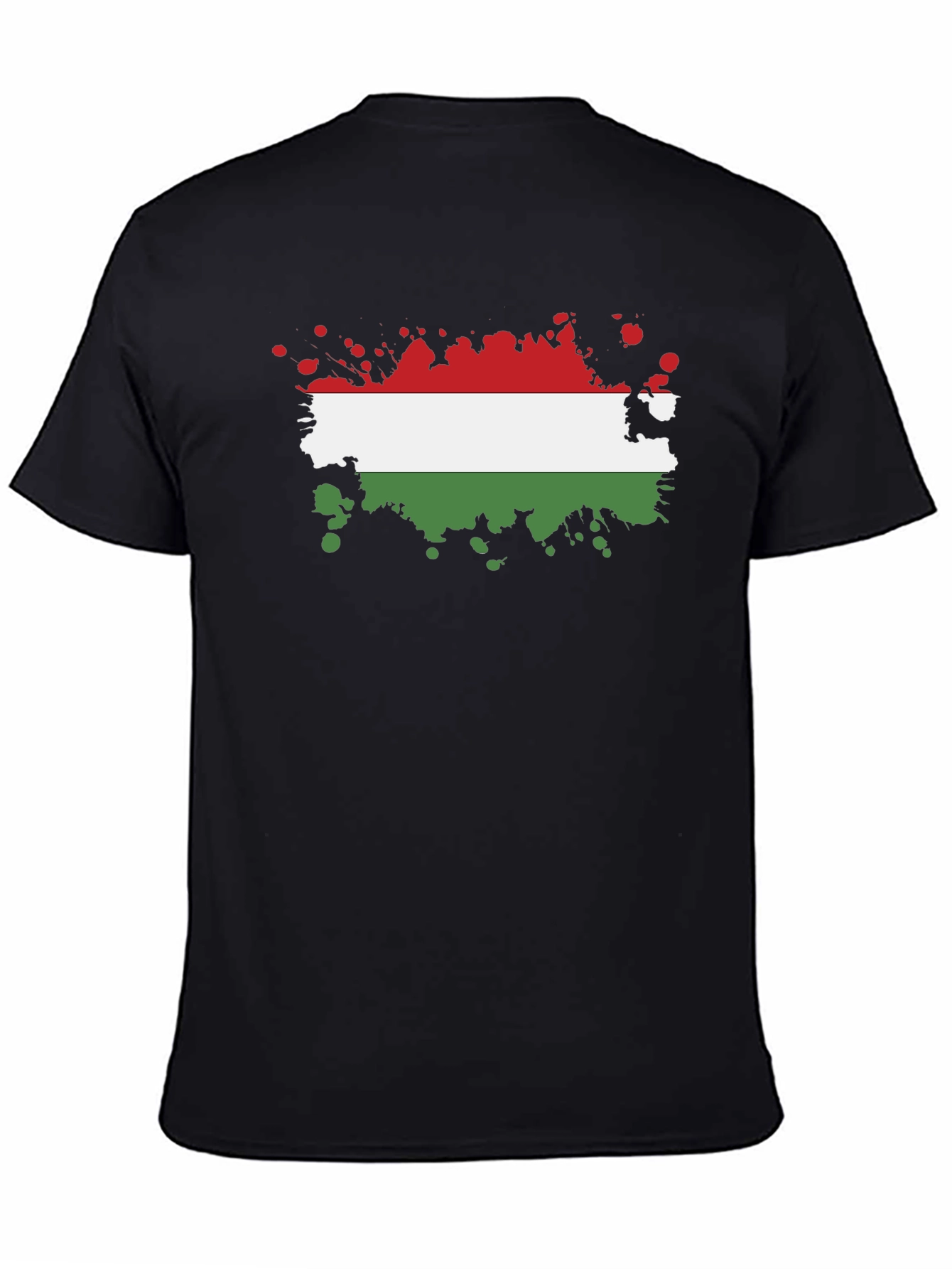 Hungarian Flag Splatter T-Shirt - Black Cotton Tee