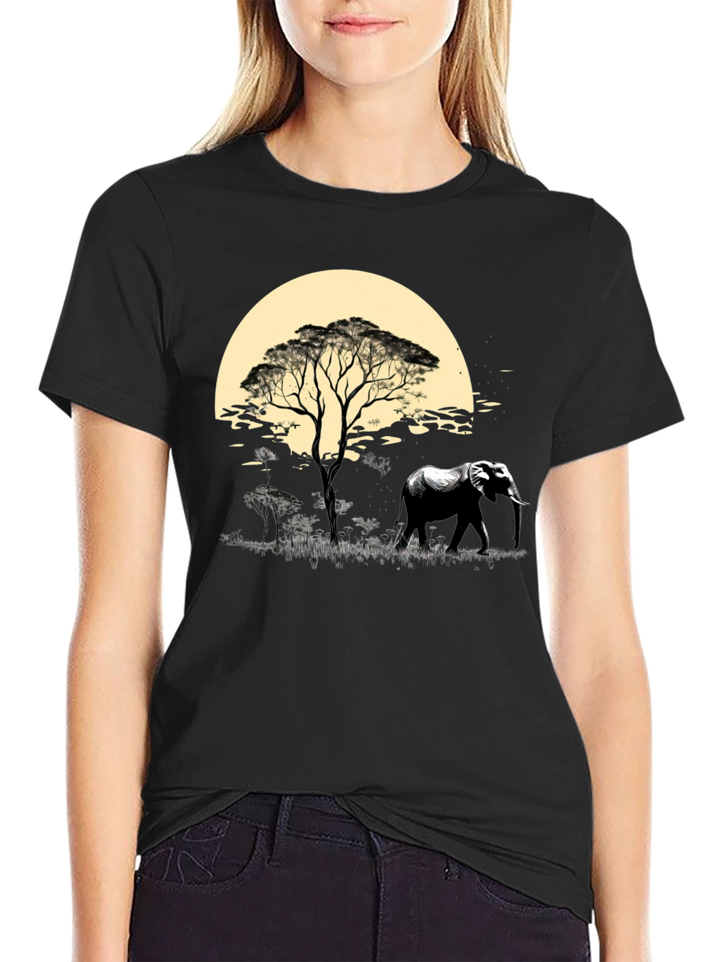 Savanna Sunset Elephant Graphic Tee