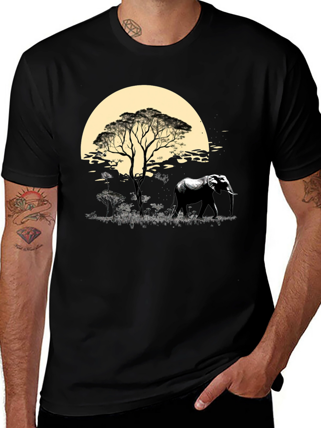Savanna Sunset Elephant Graphic Tee