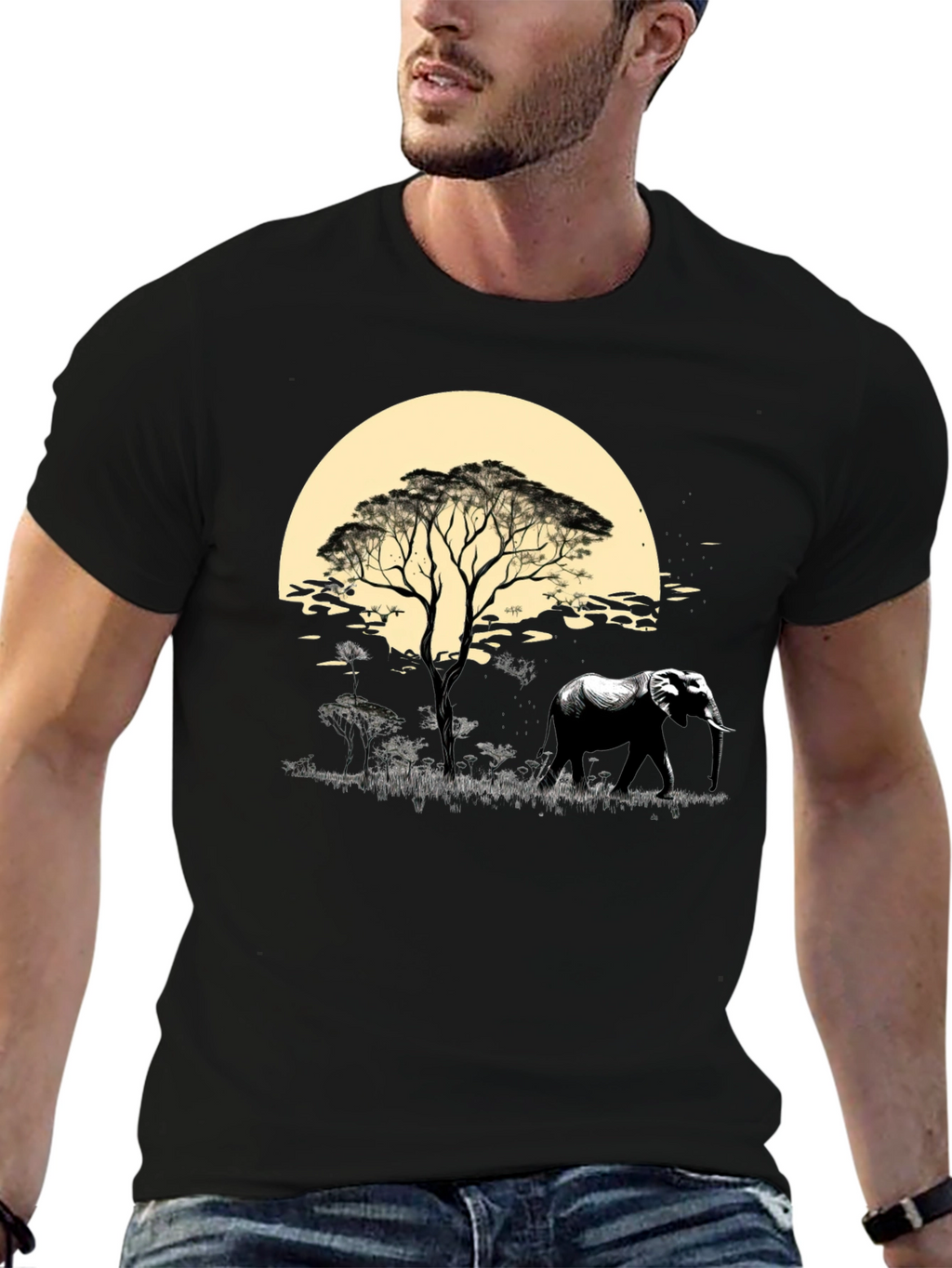 Savanna Sunset Elephant Graphic Tee