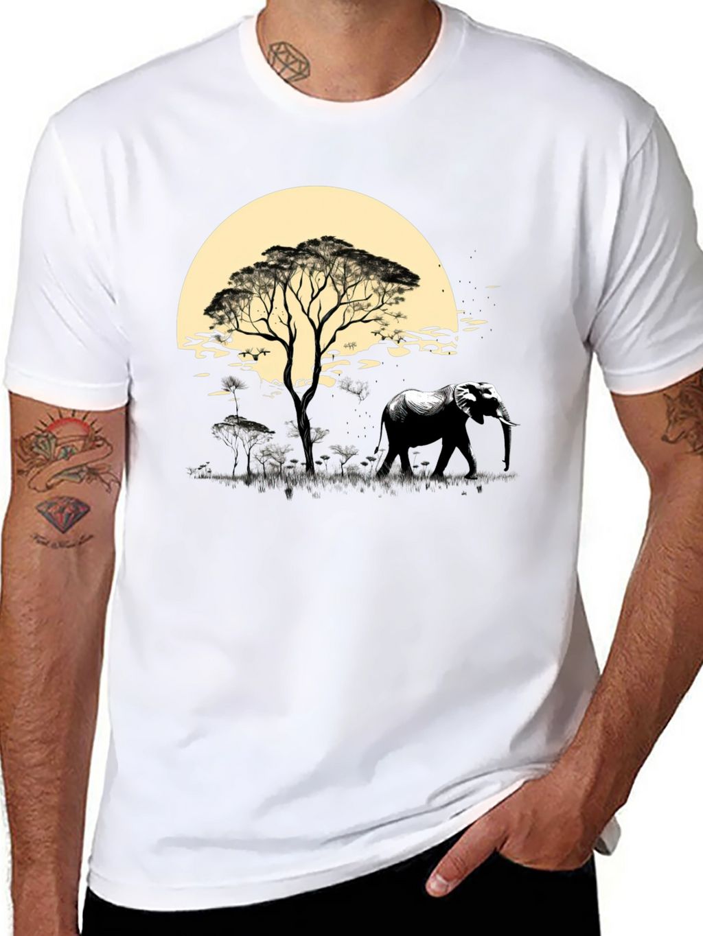 Savanna Sunset Elephant Graphic Tee