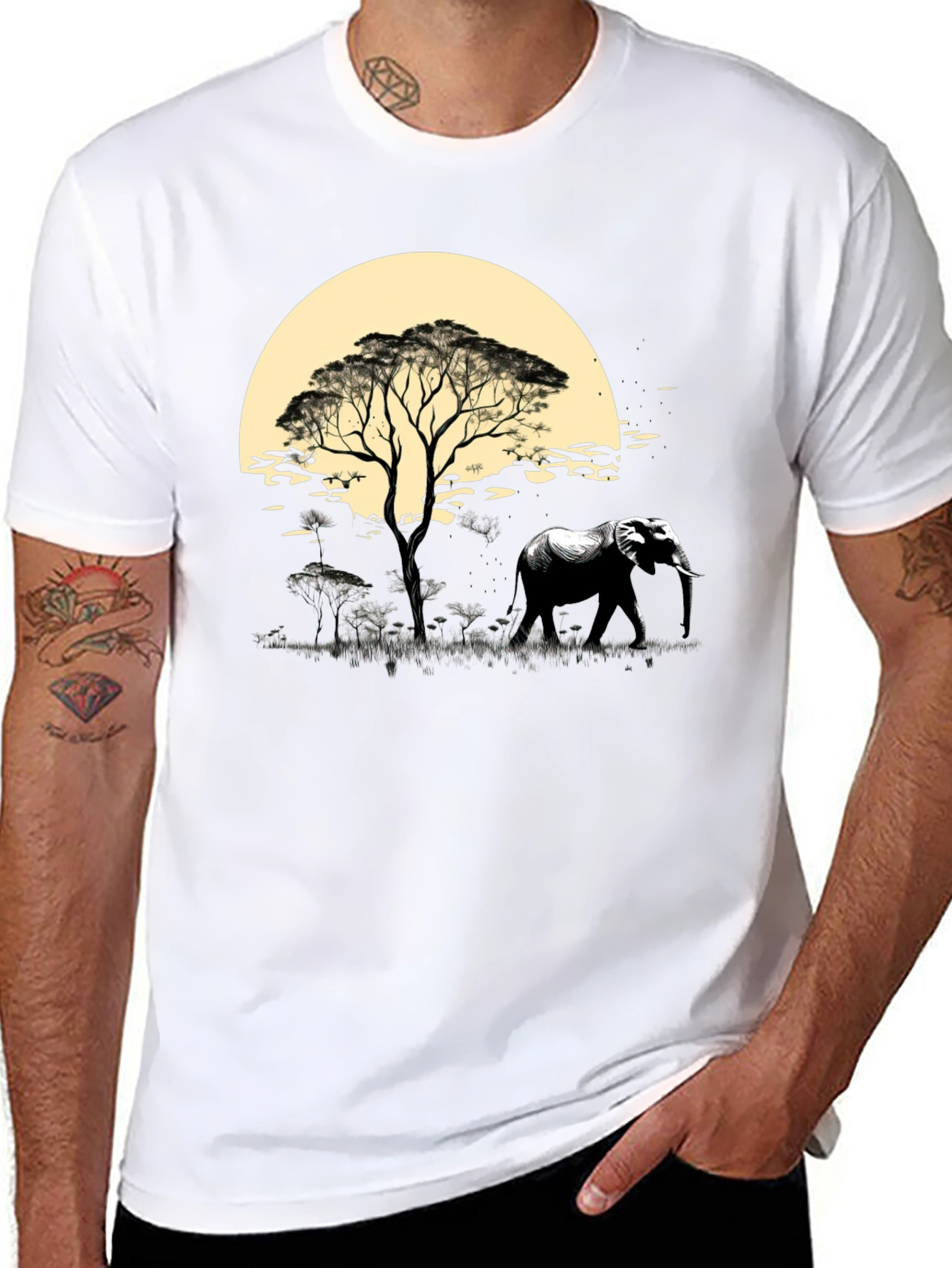Savanna Sunset Elephant Graphic Tee