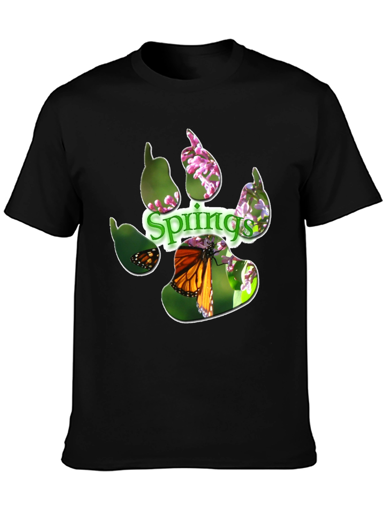Springs Paw Print Butterfly Graphic T-Shirt