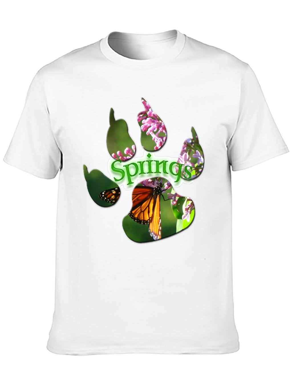 Springs Paw Print Butterfly Graphic T-Shirt