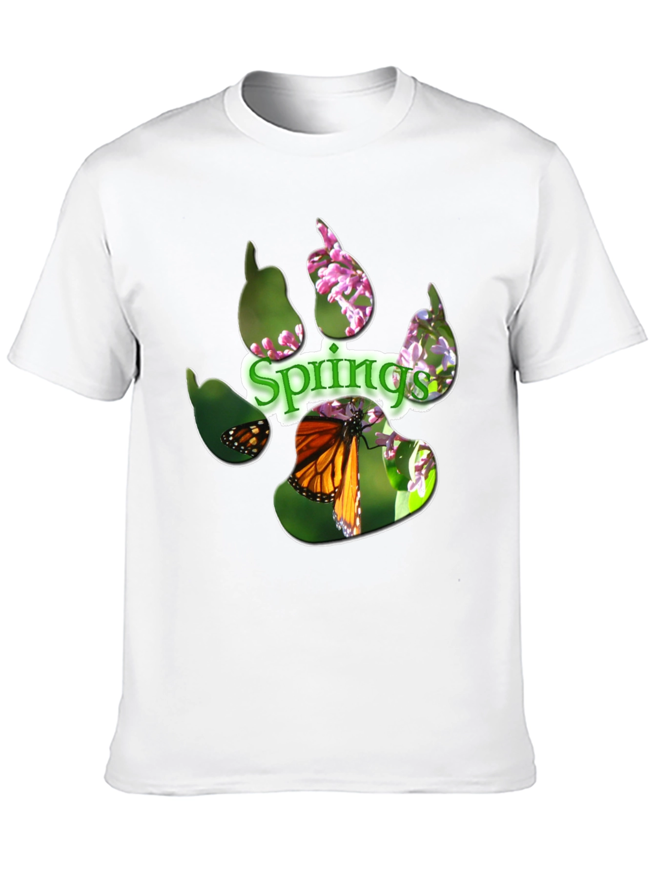 Springs Paw Print Butterfly Graphic T-Shirt