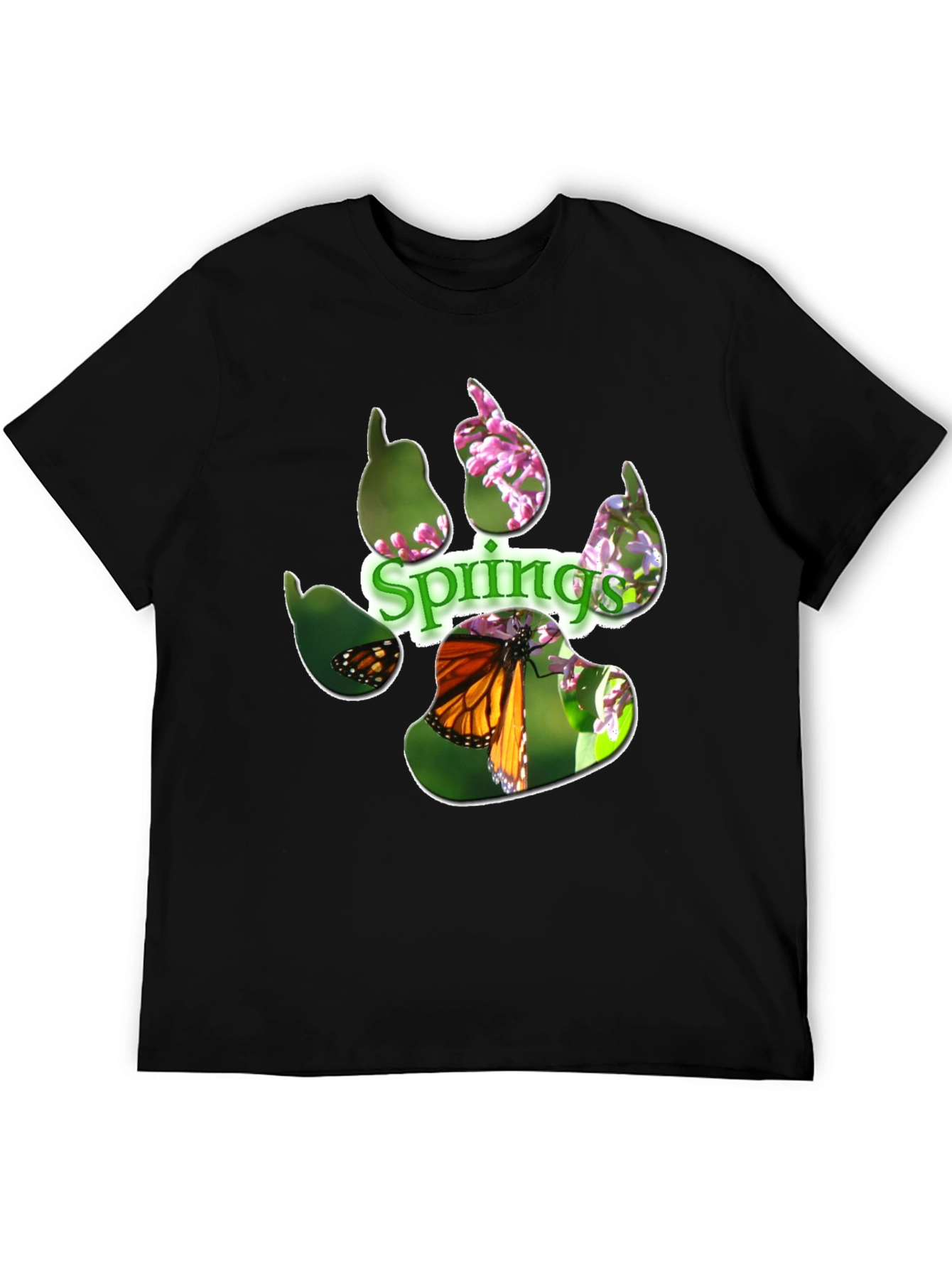 Springs Paw Print Butterfly Graphic T-Shirt