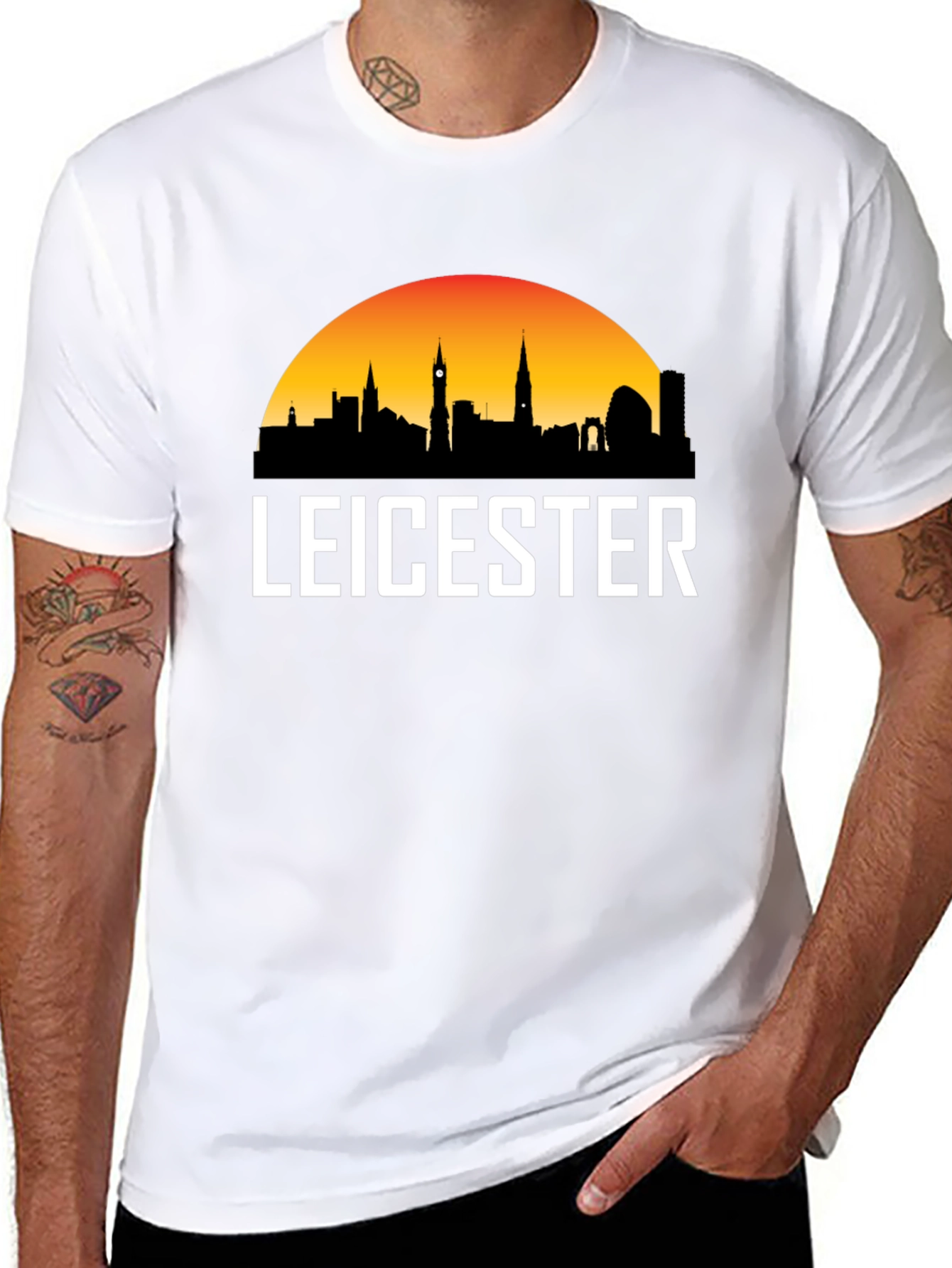 Leicester Cityscape Mens Black T-Shirt