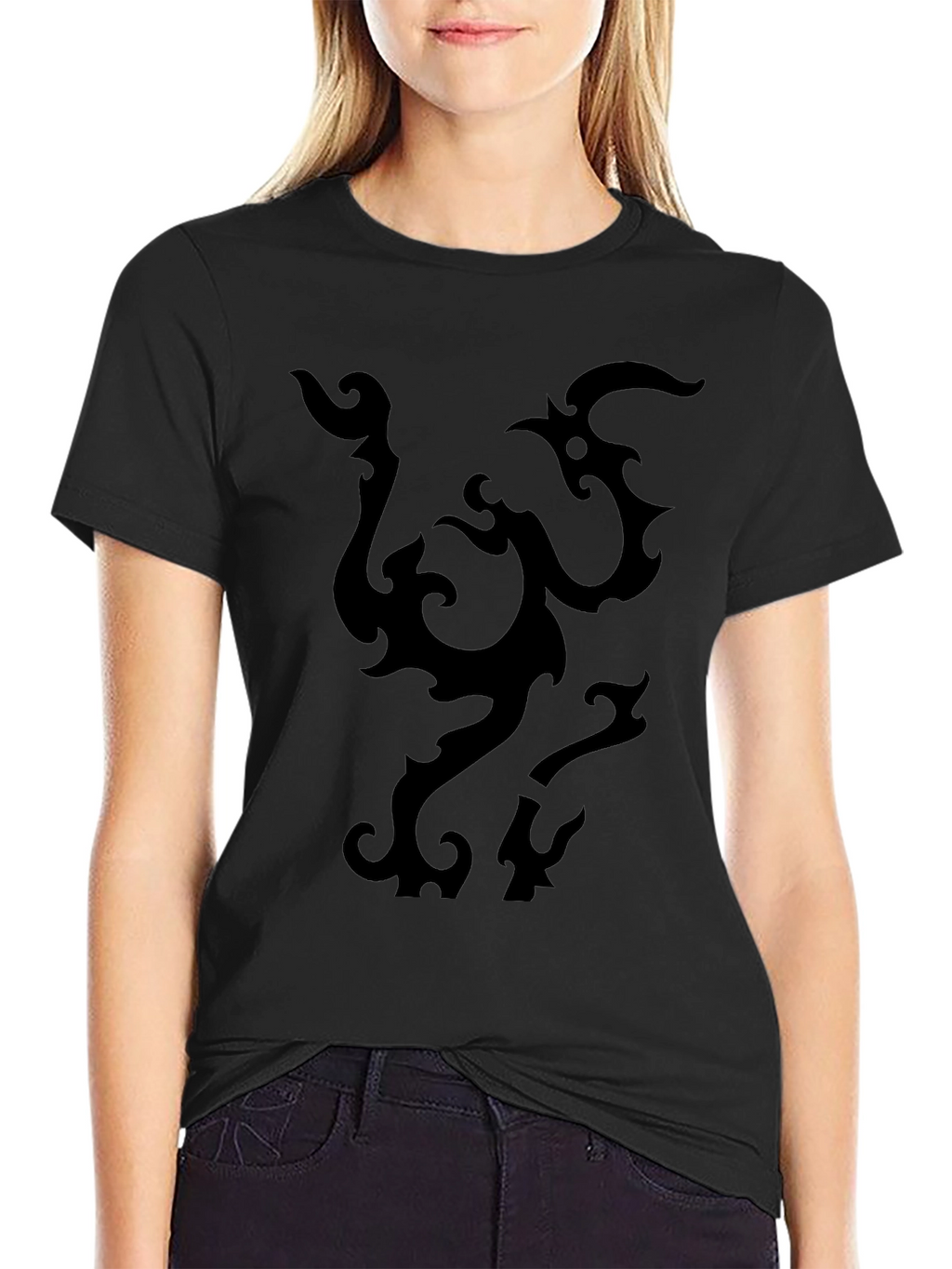 Black Tribal Design T-Shirt