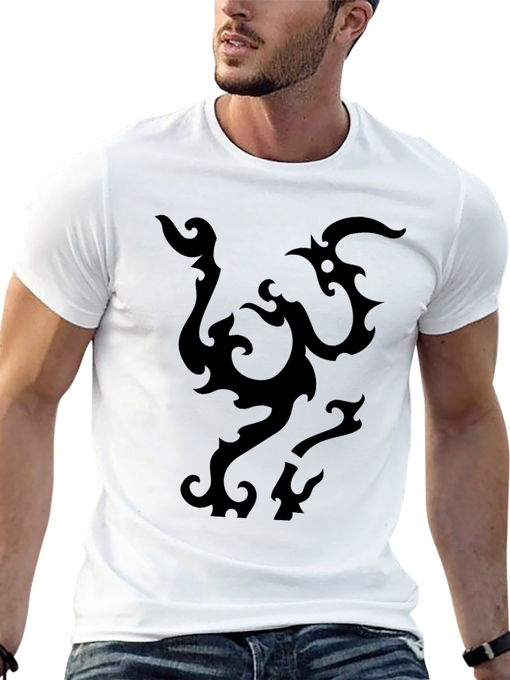 Black Tribal Design T-Shirt