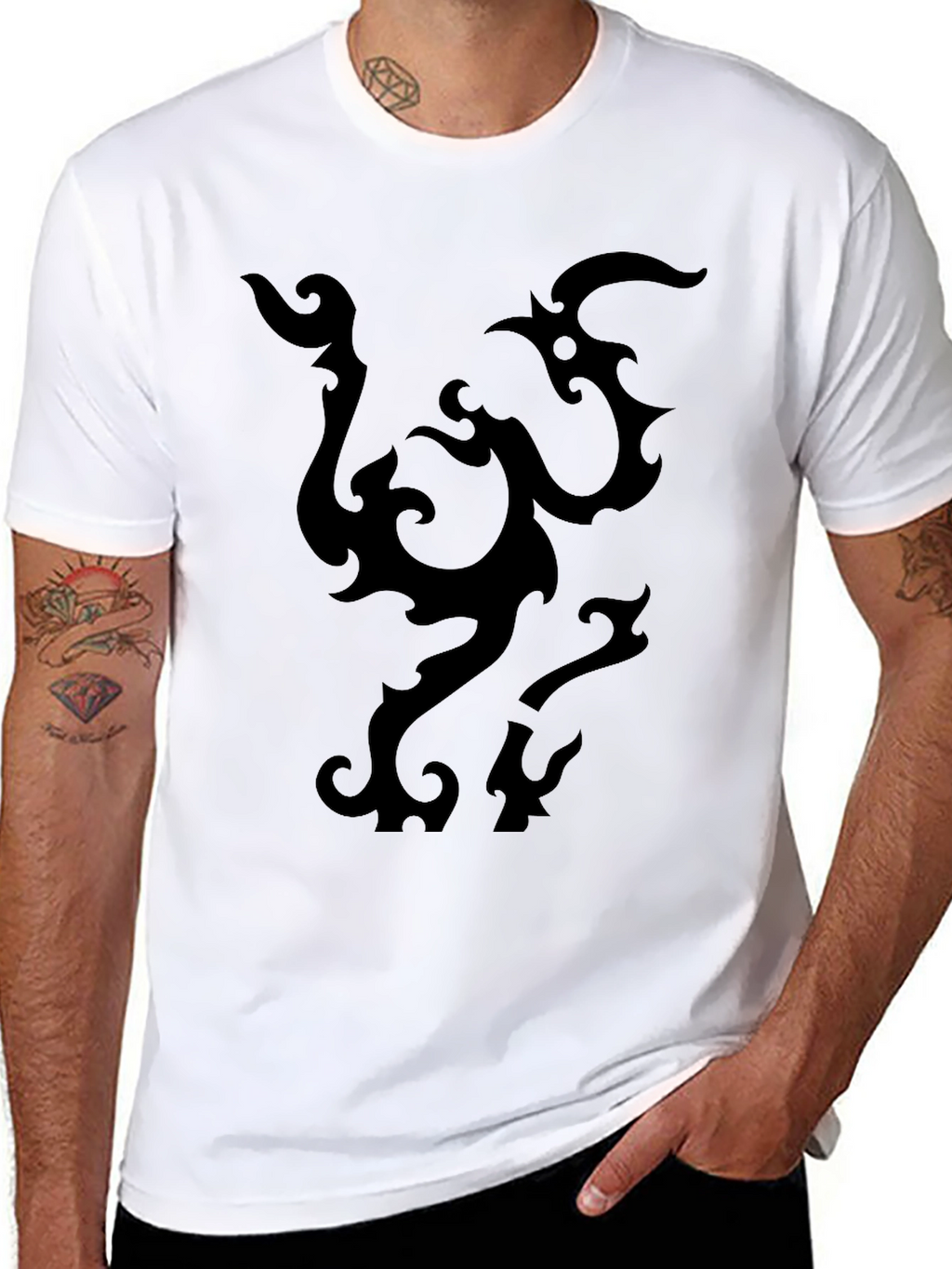 Black Tribal Design T-Shirt