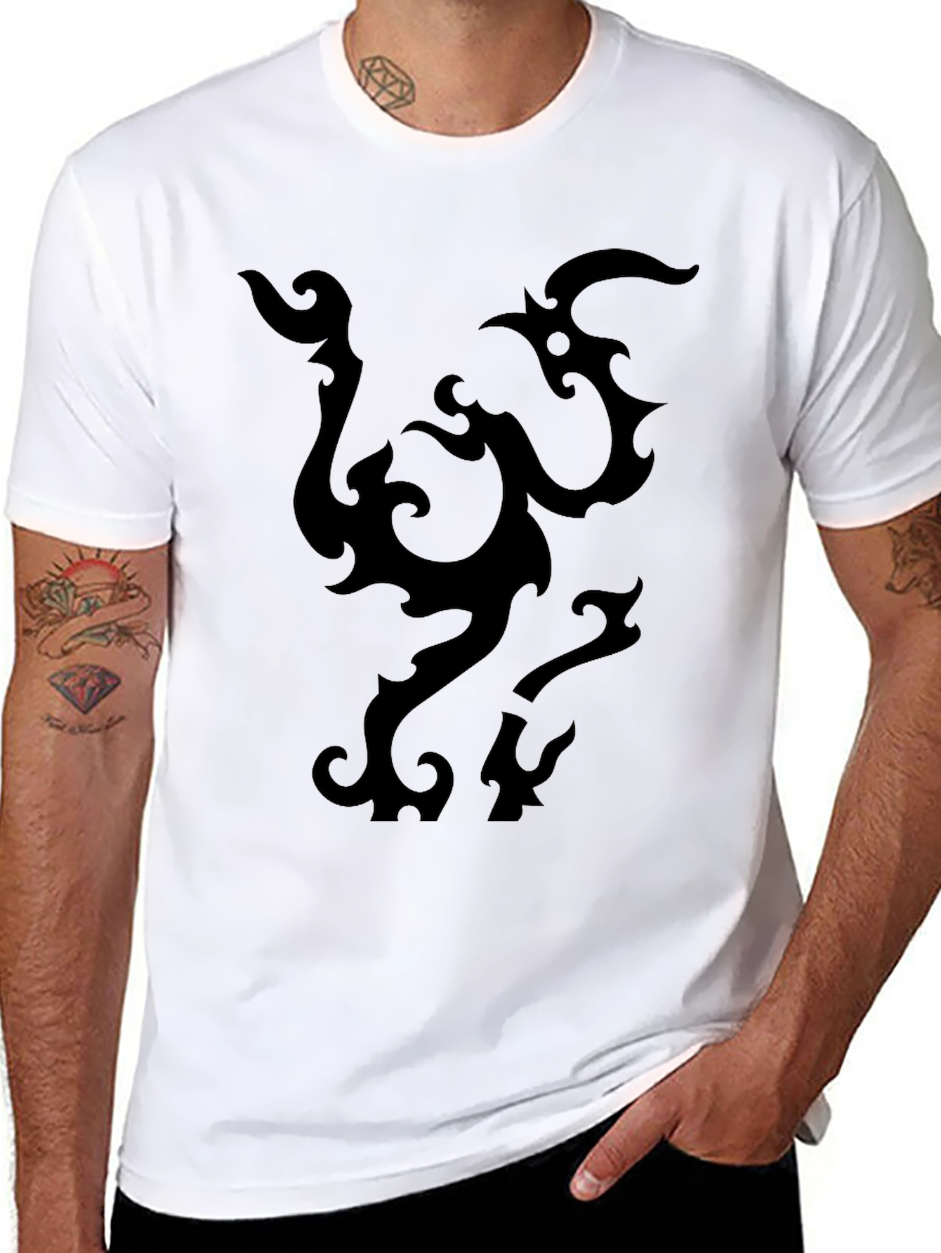 Black Tribal Design T-Shirt