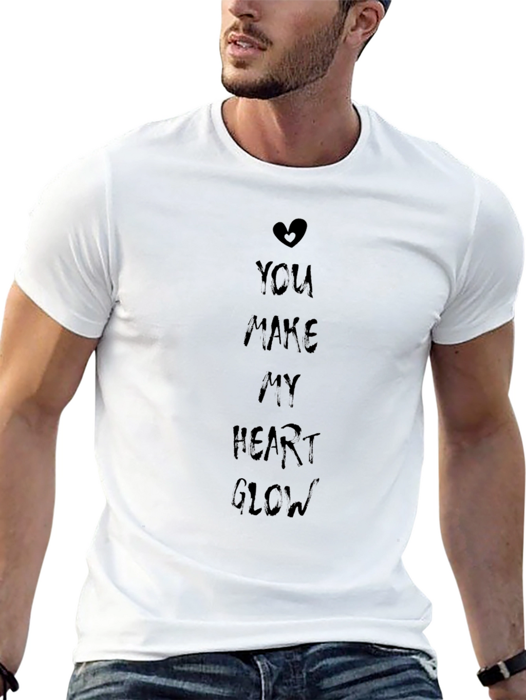You Make My Heart Glow Black Graphic T-Shirt