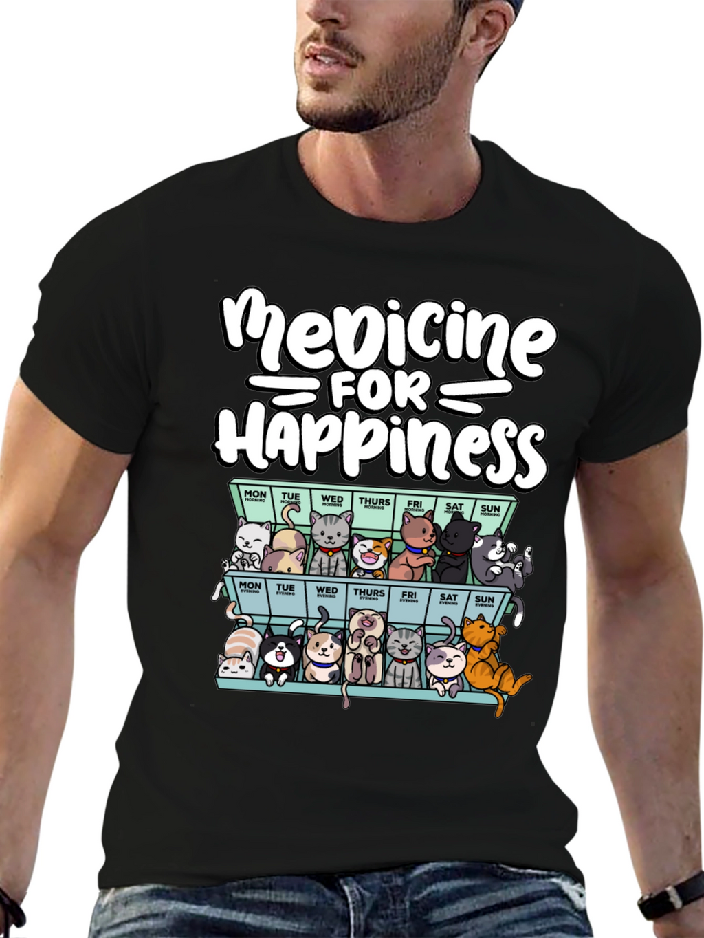 Medicine for Happiness Cat T-Shirt