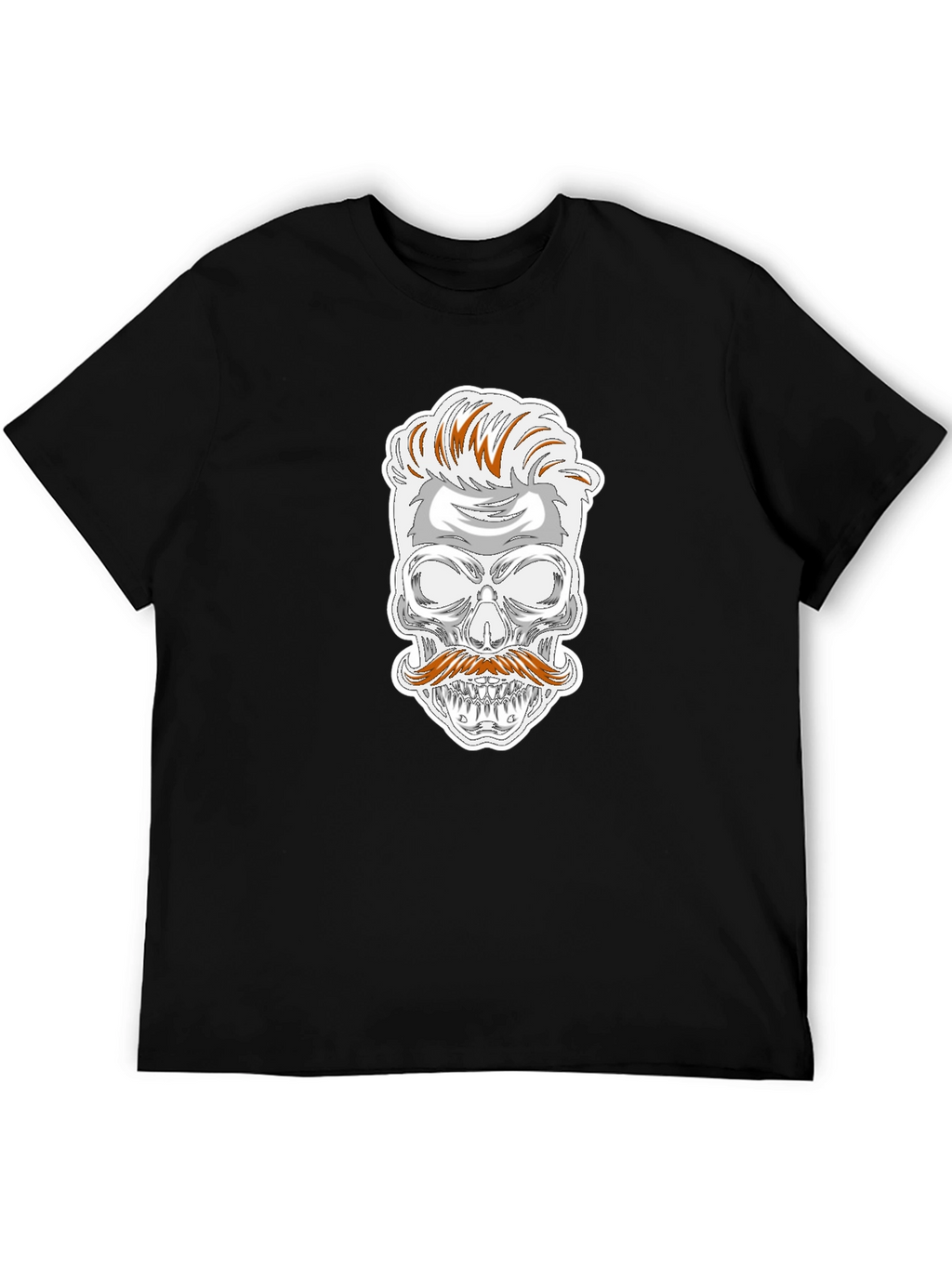 Skull with Mustache Graphic T-Shirt