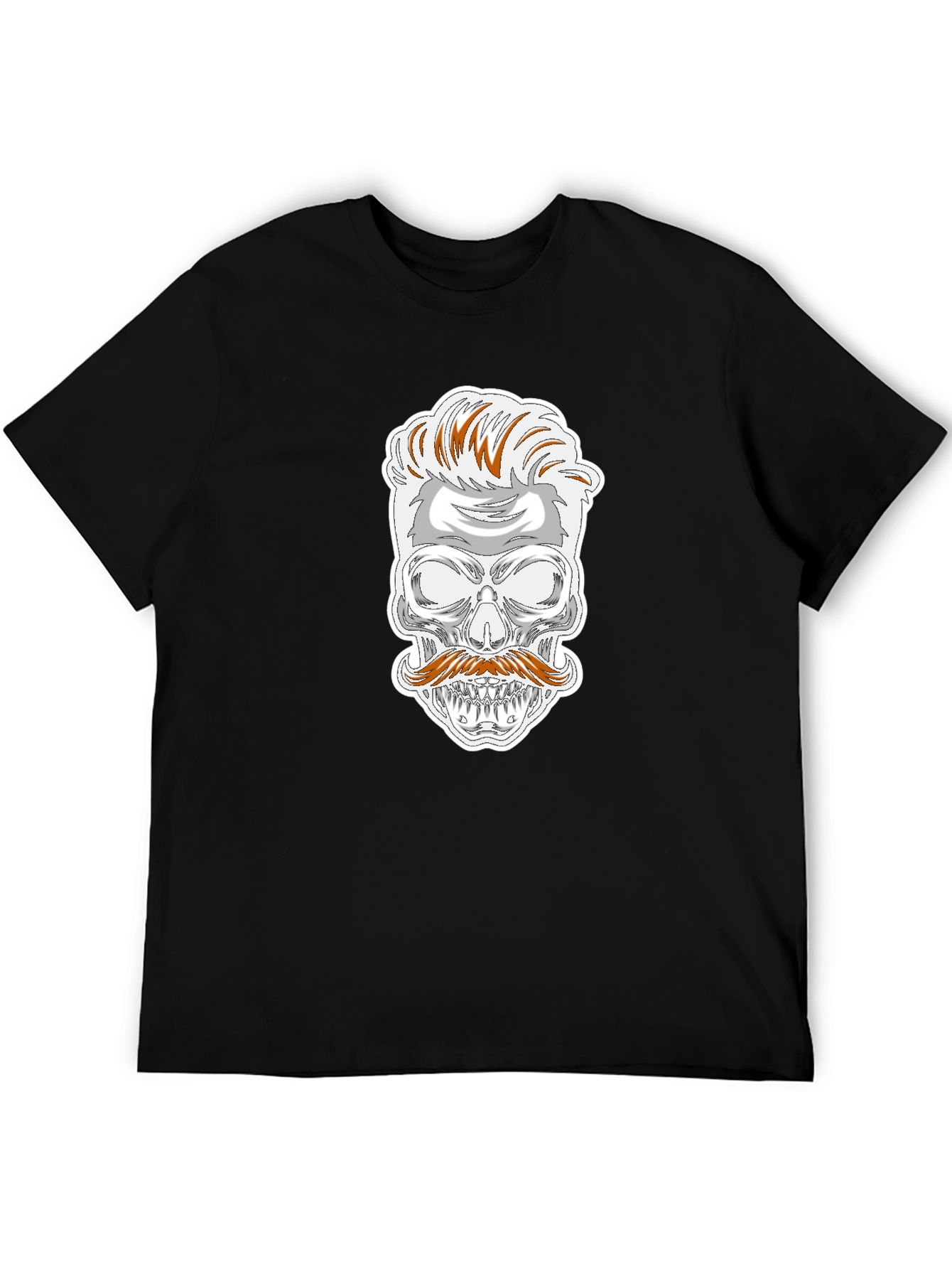 Skull with Mustache Graphic T-Shirt