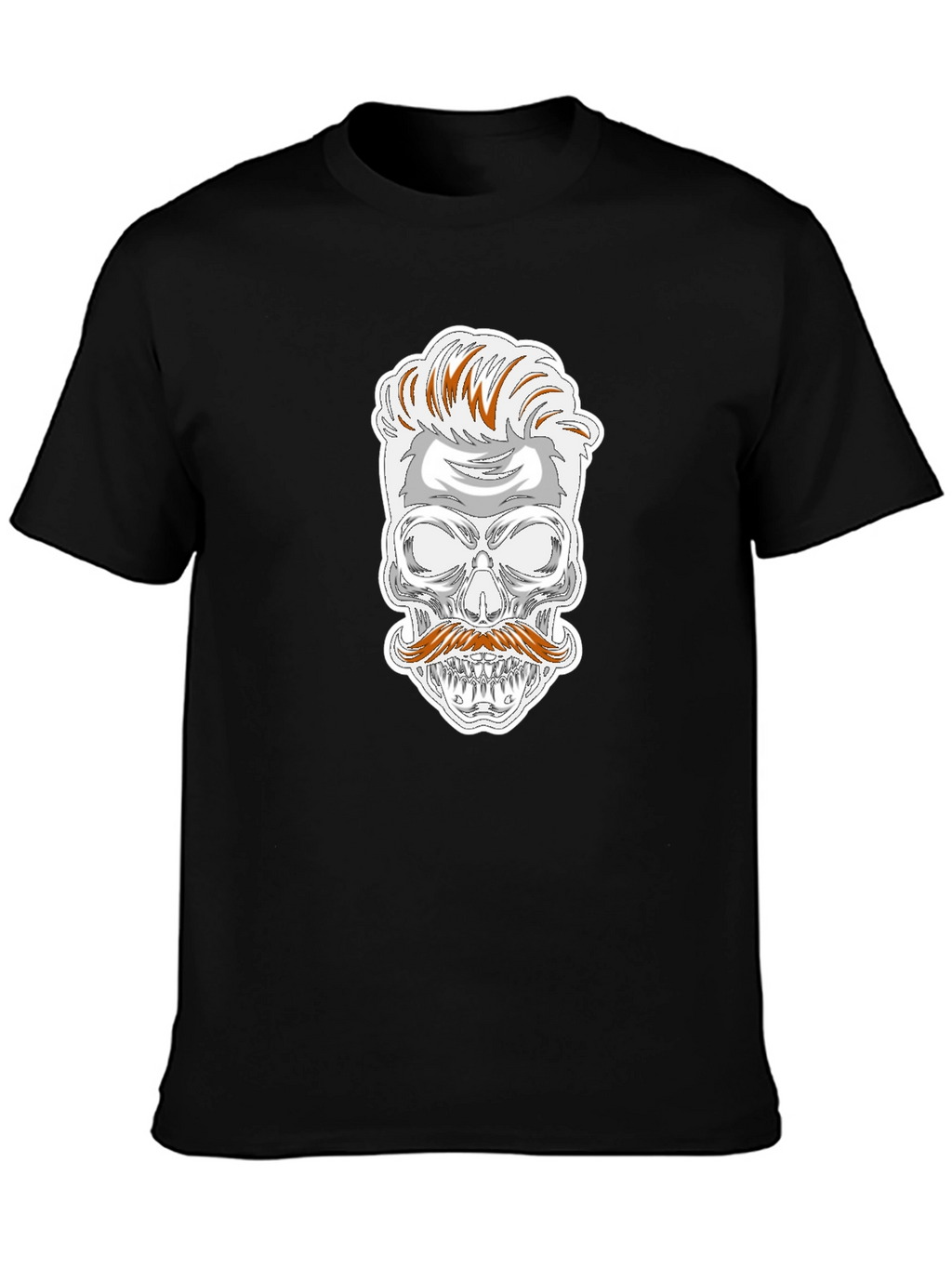 Skull with Mustache Graphic T-Shirt
