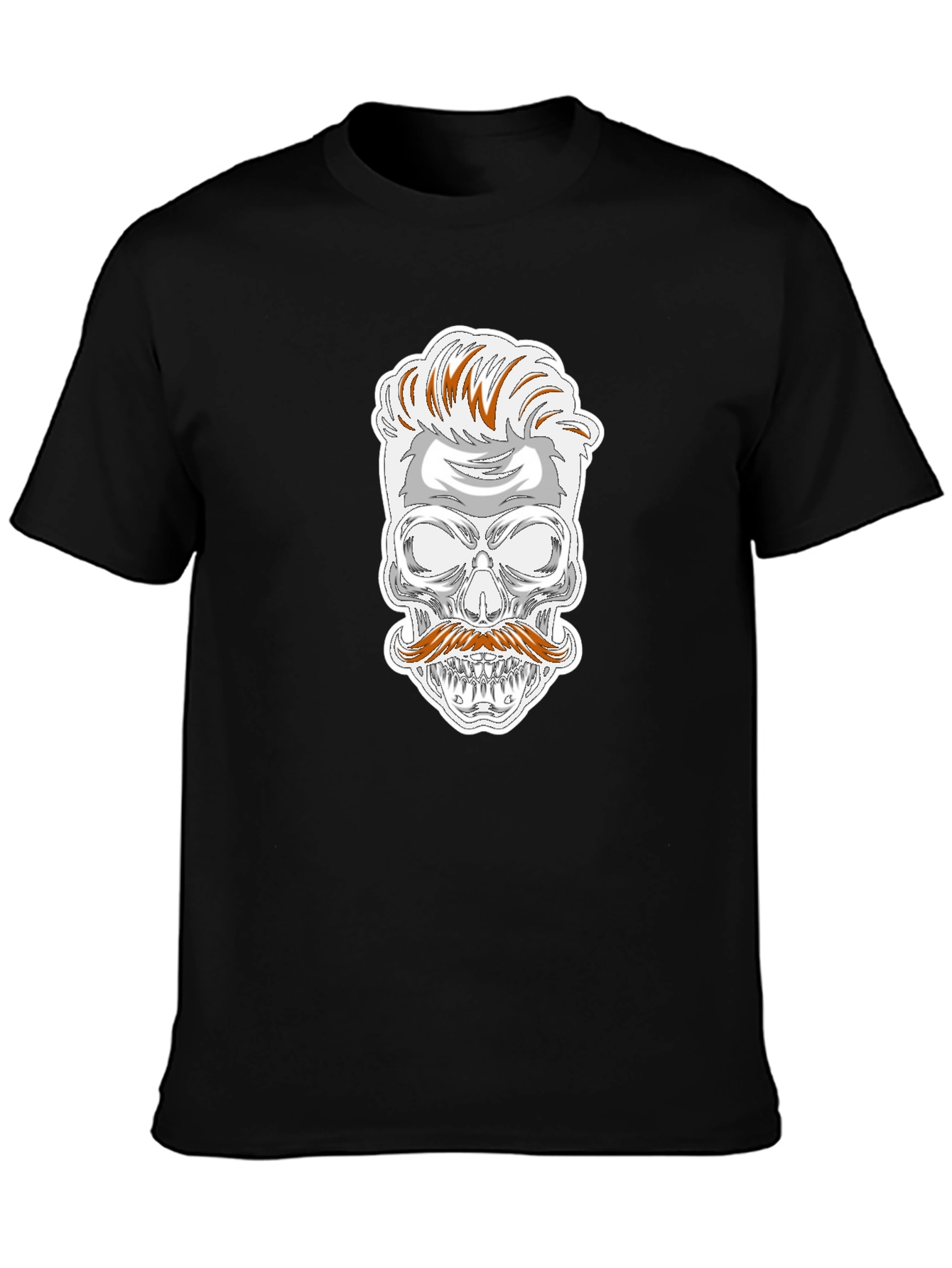 Skull with Mustache Graphic T-Shirt