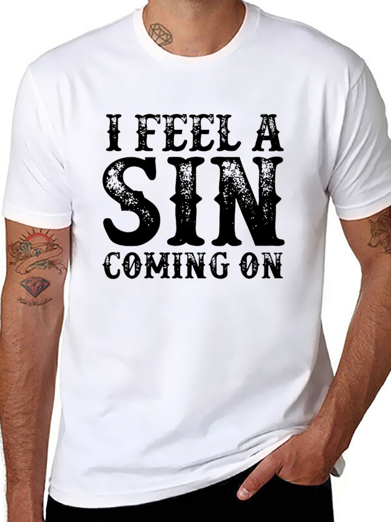 I Feel A Sin Coming On Black T-Shirt
