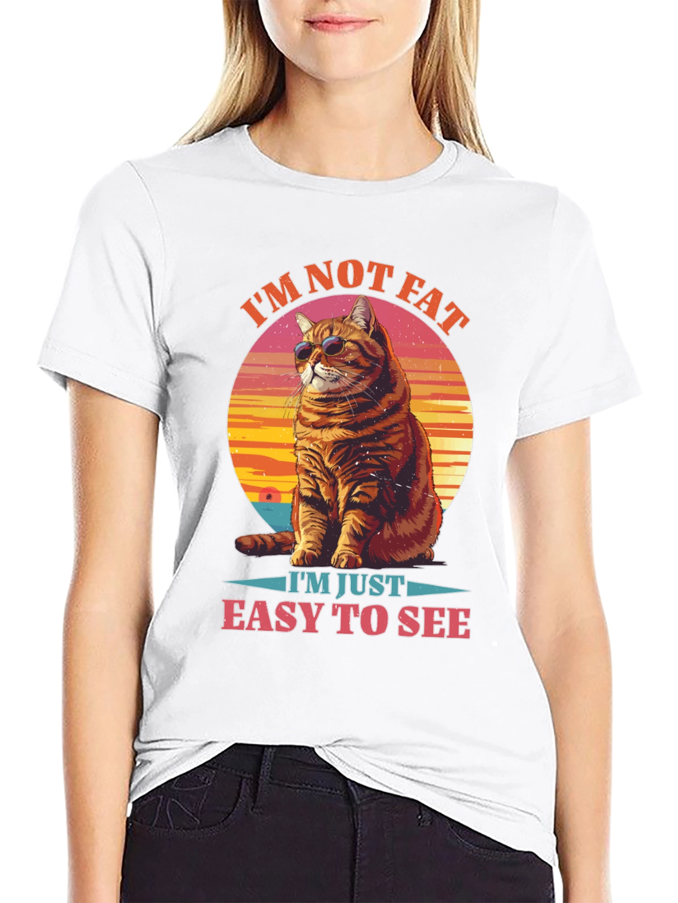 Im Not Fat Easy to See Cat Graphic Tee