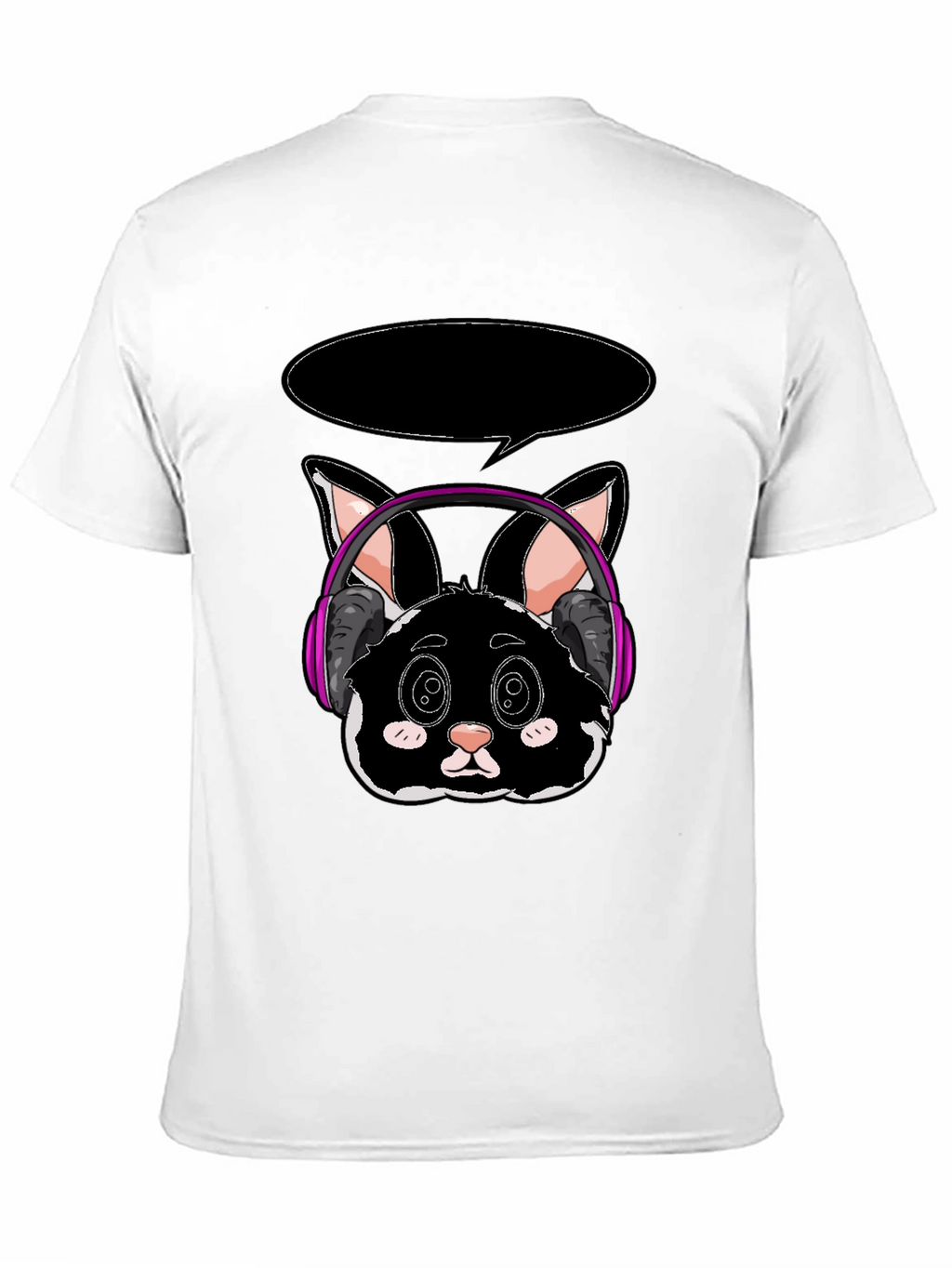 Cool Cat Headphones Black T-Shirt