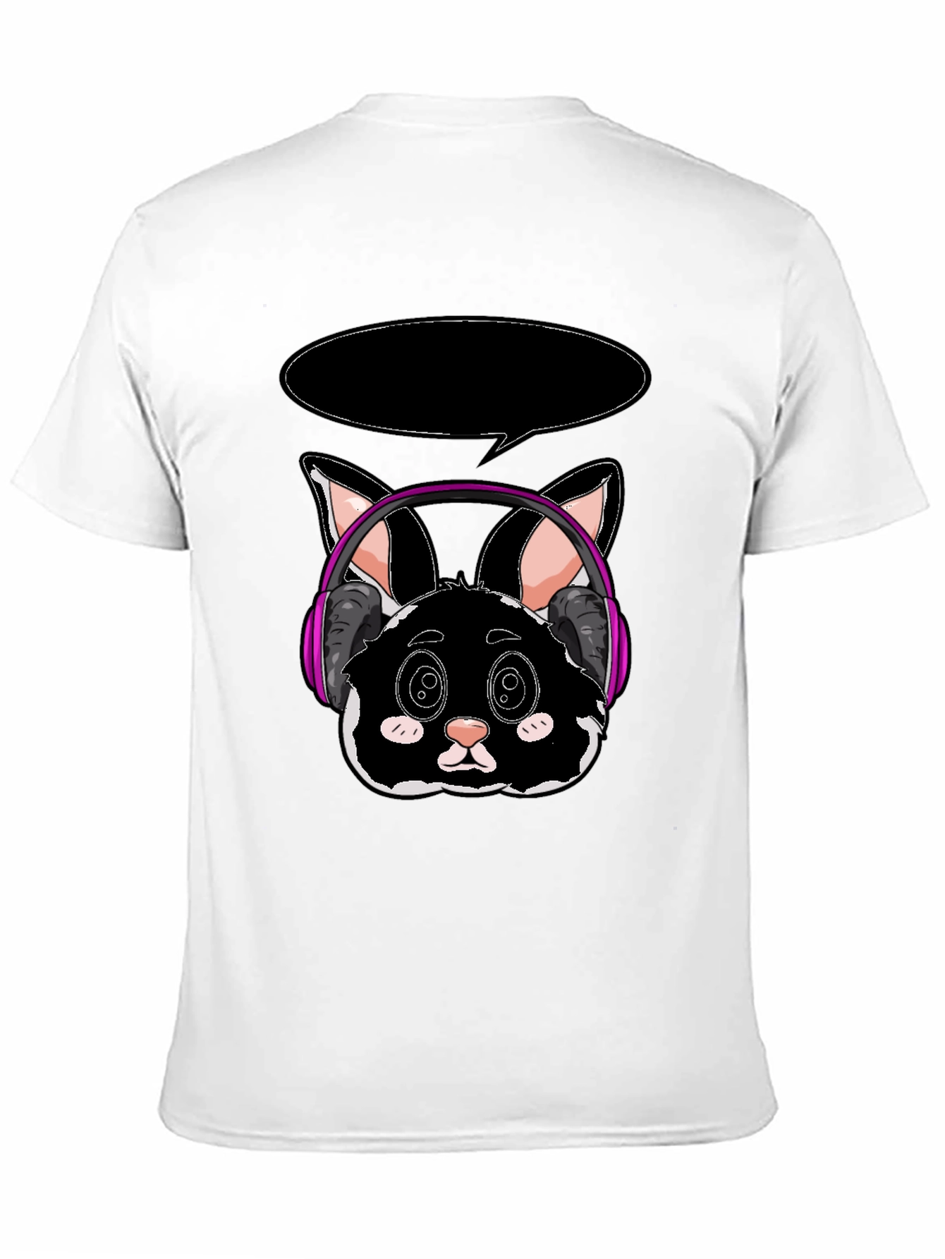 Cool Cat Headphones Black T-Shirt