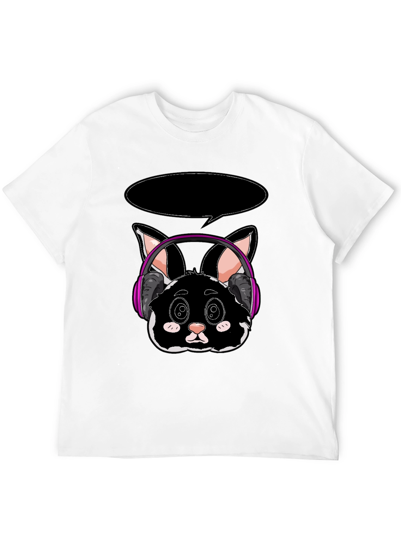 Cool Cat Headphones Black T-Shirt