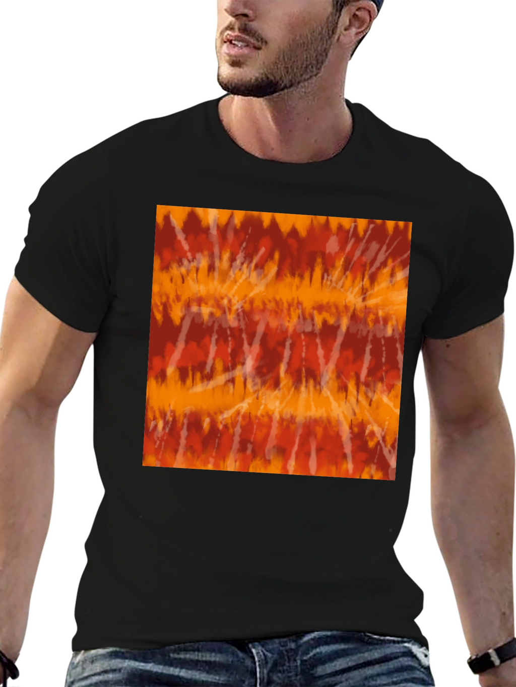 Retro Tie-Dye Graphic Tee - Casual Black T-Shirt