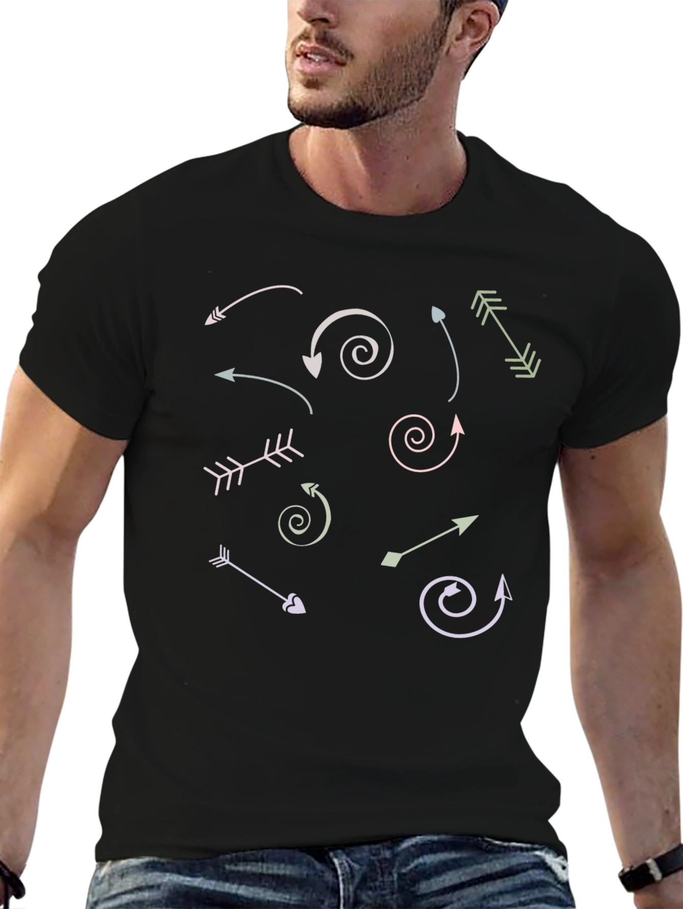 Arrow Graphic Print Crew Neck T-Shirt