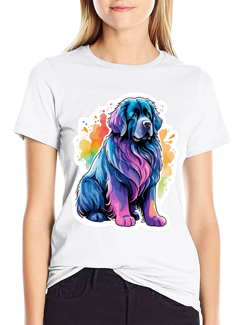 Colorful Dog Graphic T-Shirt