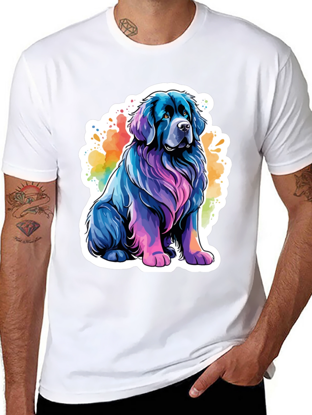 Colorful Dog Graphic T-Shirt
